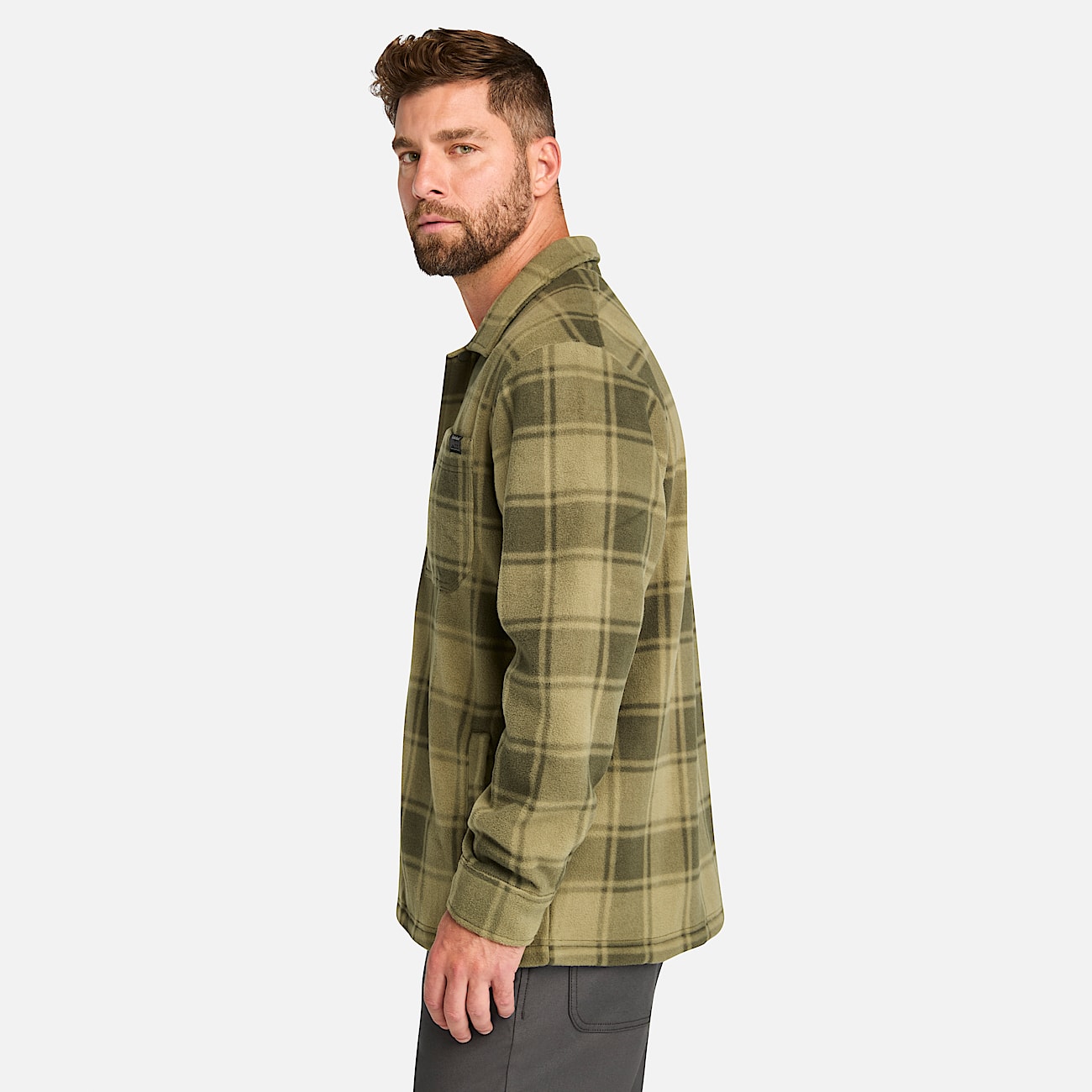 Mens Timberland PRO Gritman Check Heavyweight Fleece Shirt TBL Burnt Olive Tartan ALT8