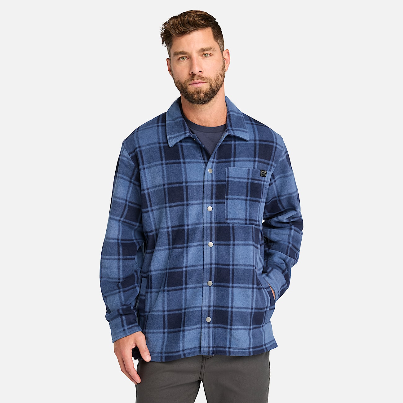 Camisa Gritman Check Heavyweight Fleece para hombre TBL Vintage Indigo Tartn HERO