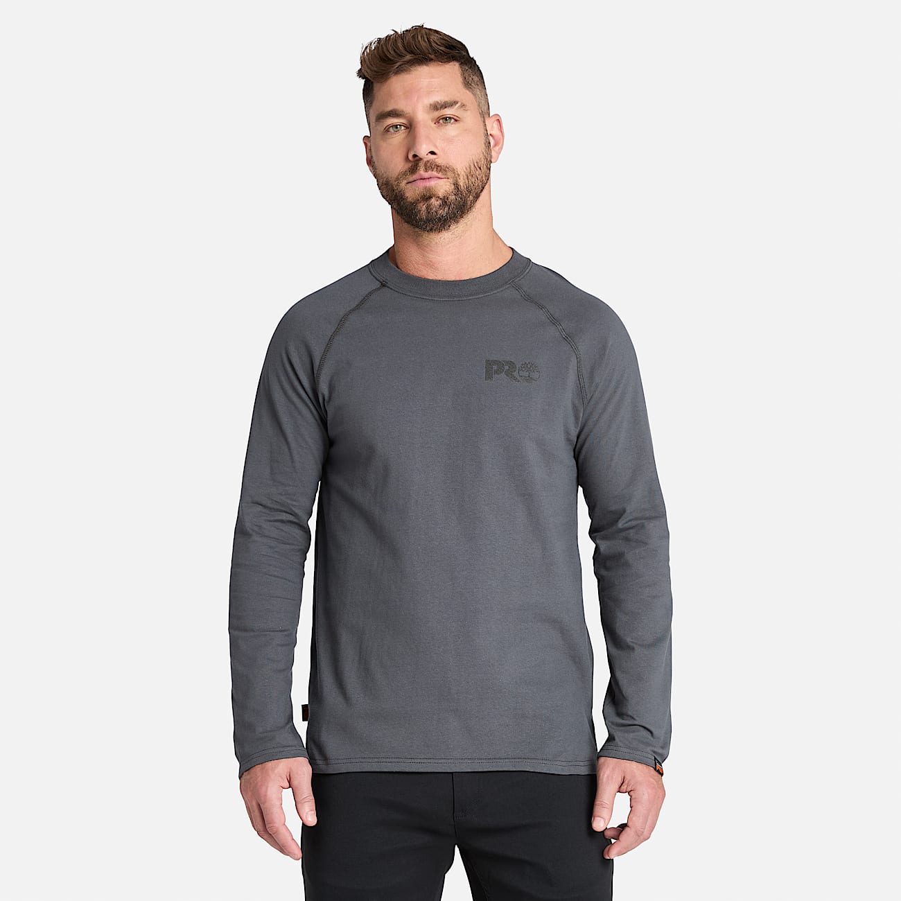 Mens Timberland PRO Core Reflective Logo LongSleeve TShirt TBL Asphalt HERO