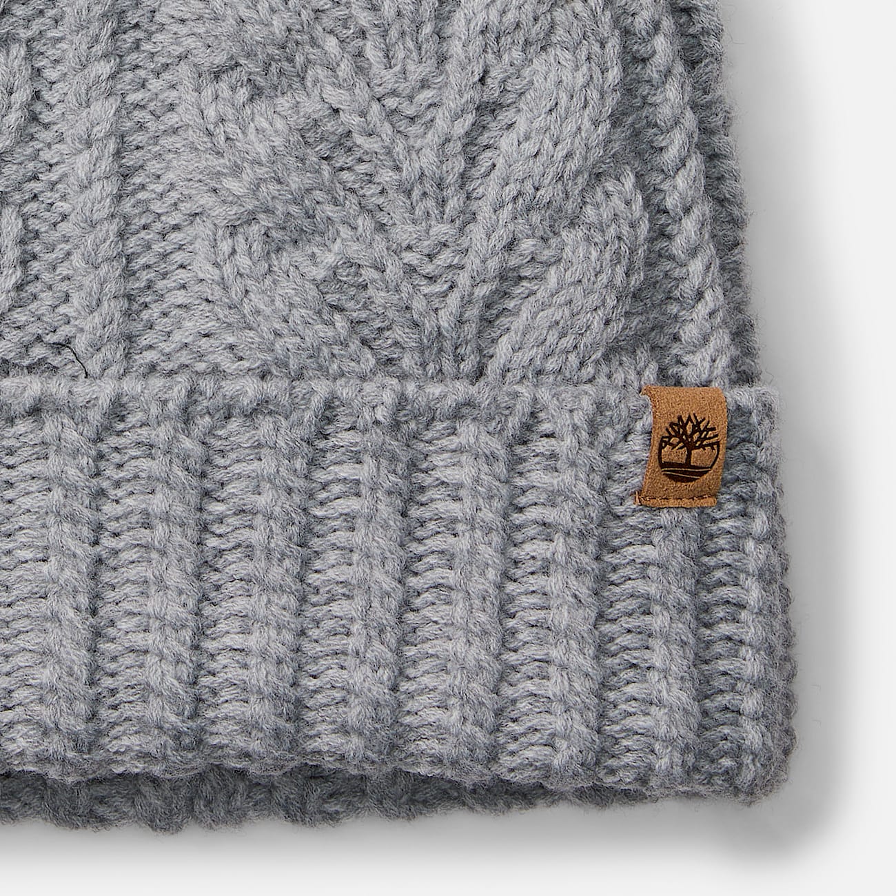 Womens Cable Beanie with Pom TBL Grey Heather ALT2