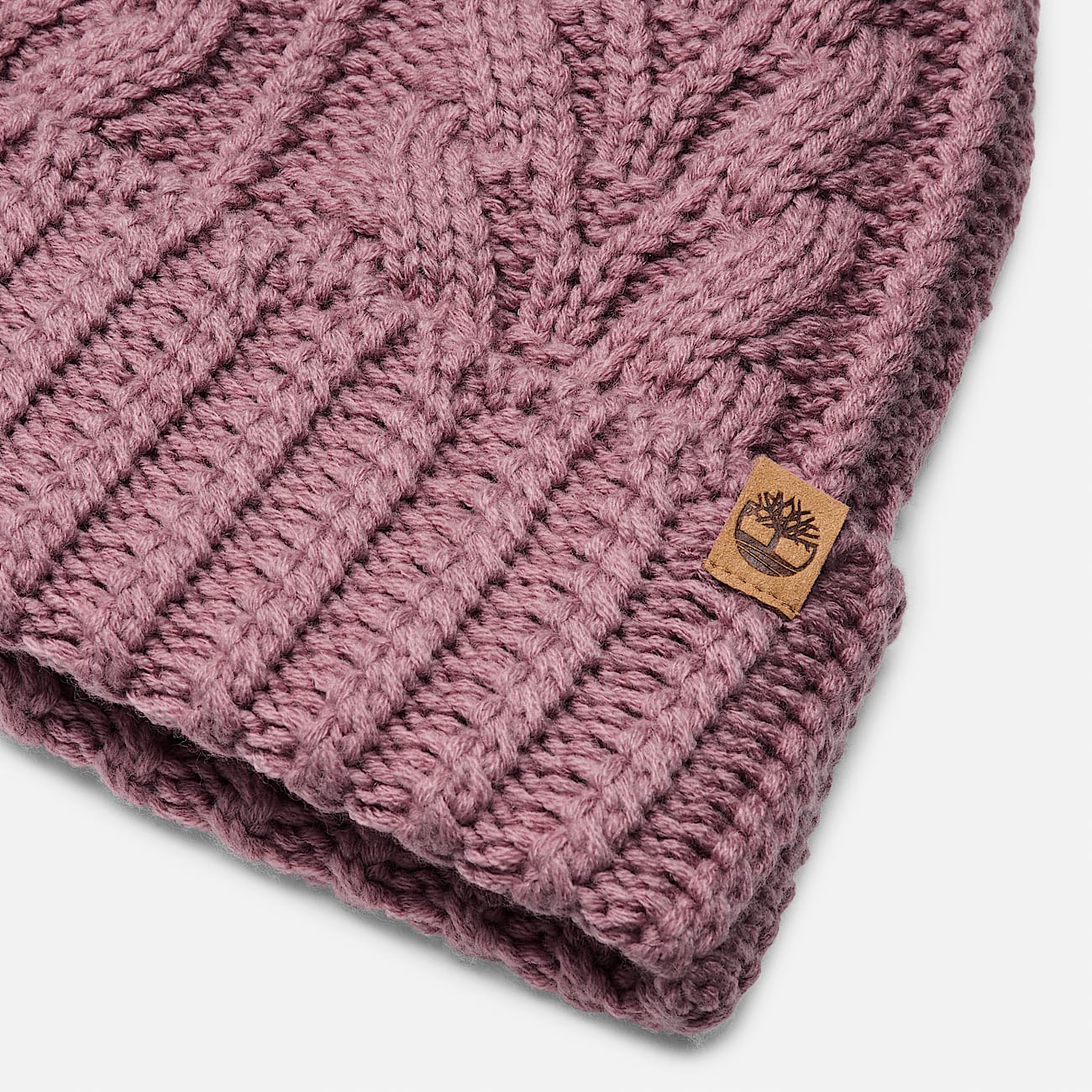 Tuque en tricot torsad avec pompon TBL Mauve nostalgie ALT1