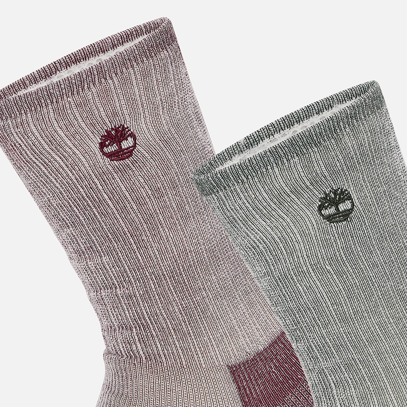 Mens Timberland 2Pack Kittery Full Cushion Boot Crew Sock TBL Burgundy ALT2