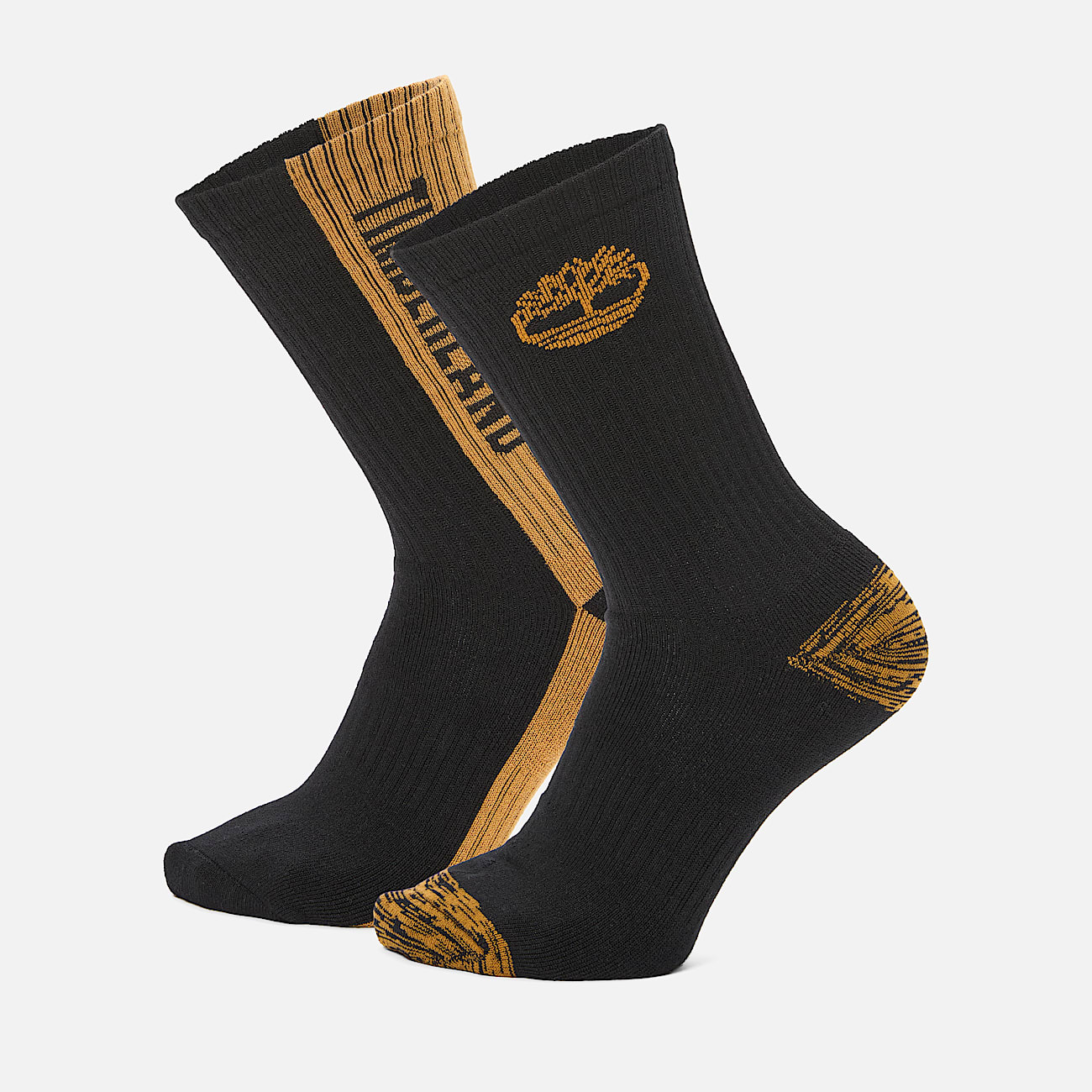 Mens Timberland 2Pack ColorBlock Logo Crew Sock TBL Wheat Boot HERO