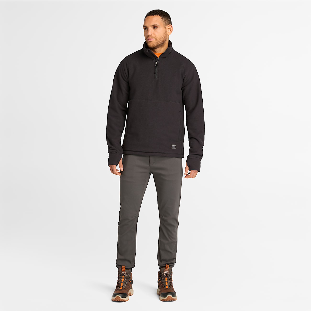 Mens Timberland PRO Irvine 14Zip Waffle Fleece Jacket TBL Black ALT1