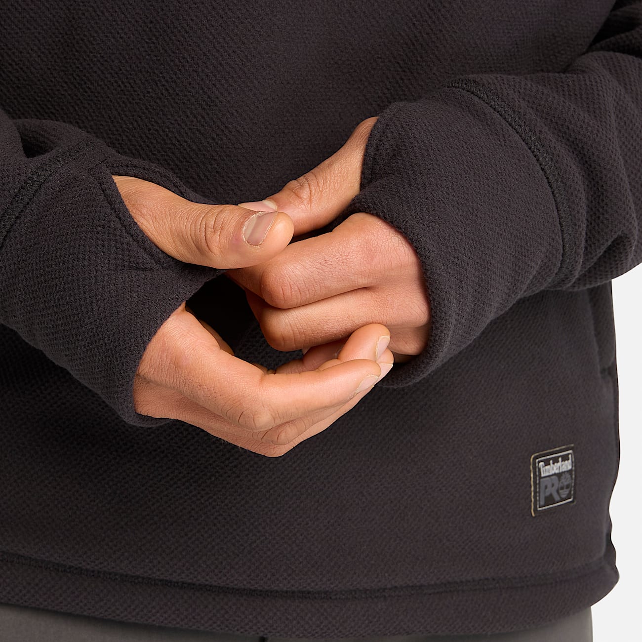 Mens Timberland PRO Irvine 14Zip Waffle Fleece Jacket TBL Black ALT2