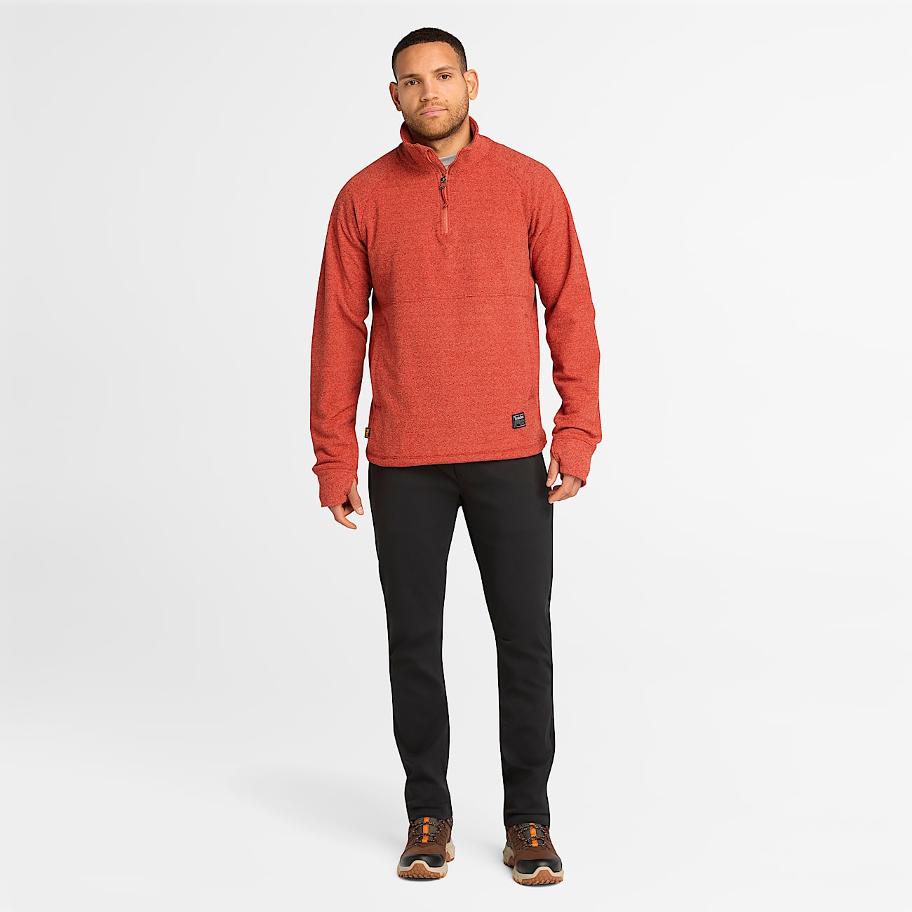 Mens Timberland PRO Irvine 14Zip Waffle Fleece Jacket TBL Cinnabar Heather ALT1