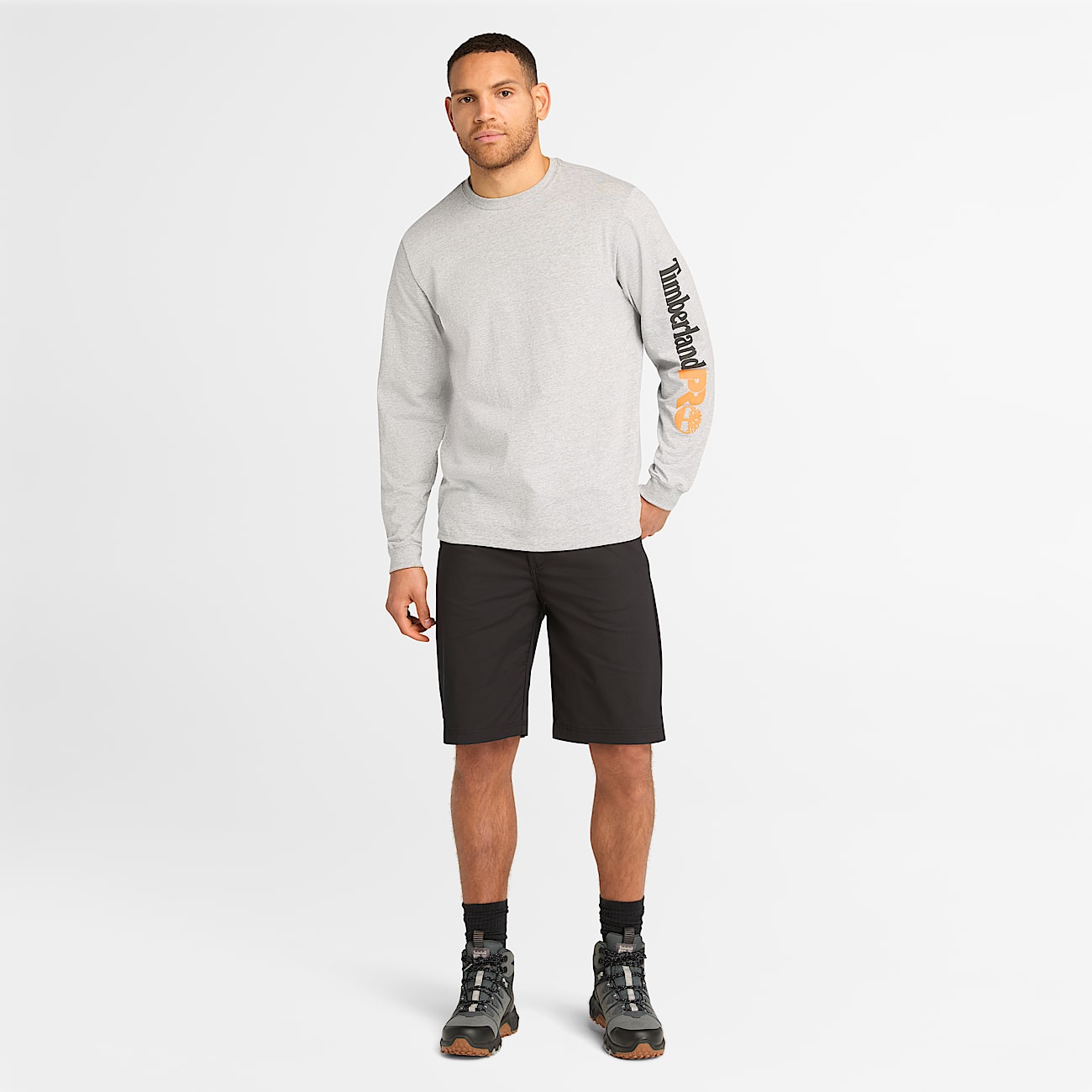 Mens Timberland PRO Core Logo LongSleeve TShirt TBL Grey Heather ALT1