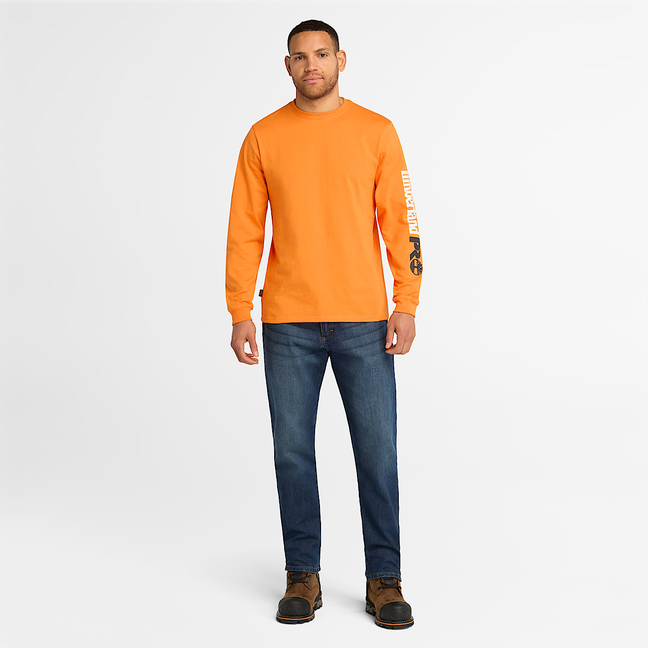 Mens Timberland PRO Core Logo LongSleeve TShirt TBL PRO Orange ALT1