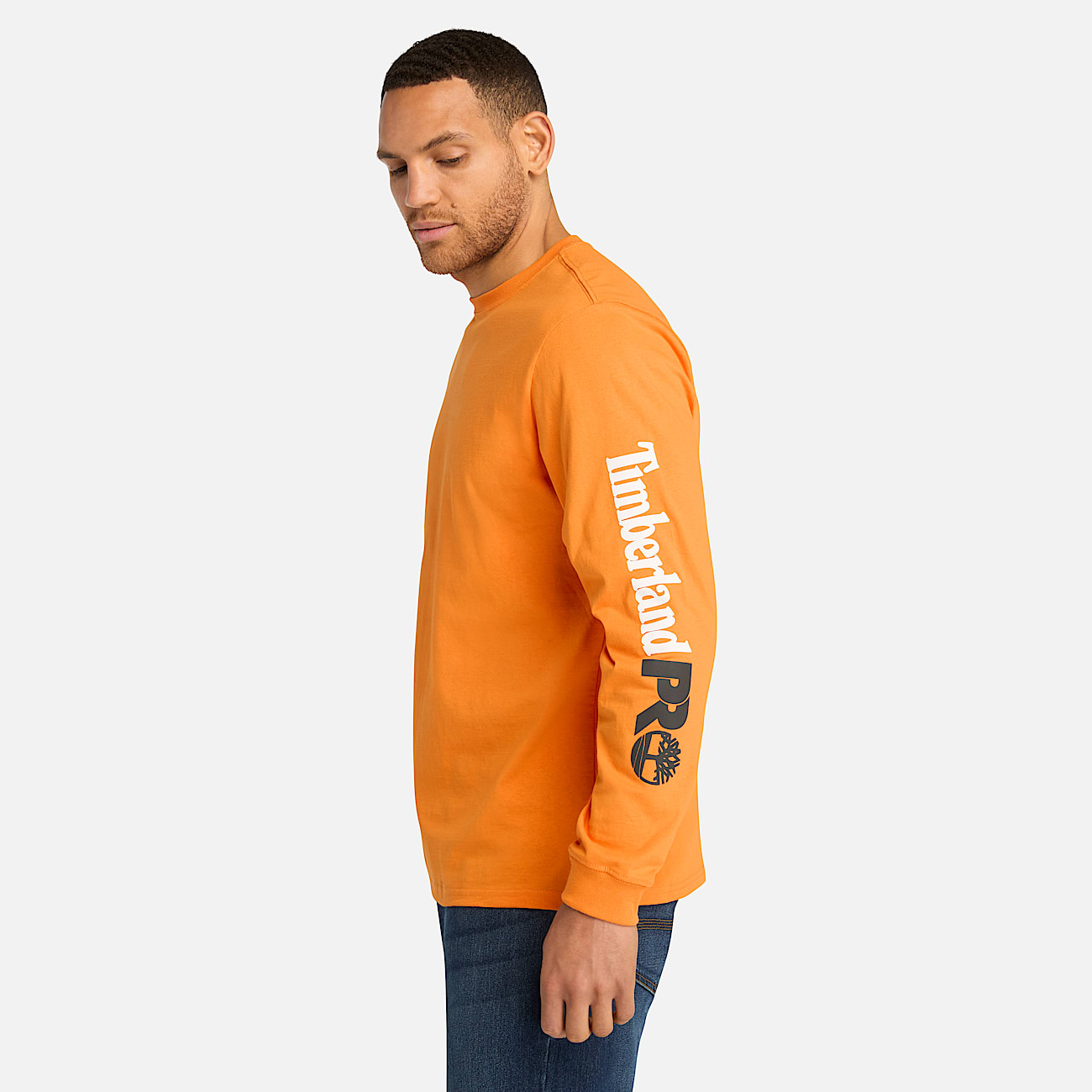 Mens Timberland PRO Core Logo LongSleeve TShirt TBL PRO Orange ALT8