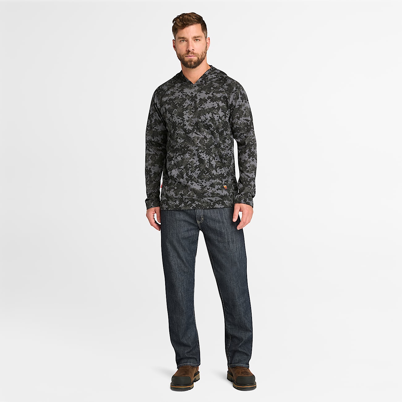 Mens Timberland PRO Cotton Core FlameResistant Hoodie TBL Black Digital Print ALT1