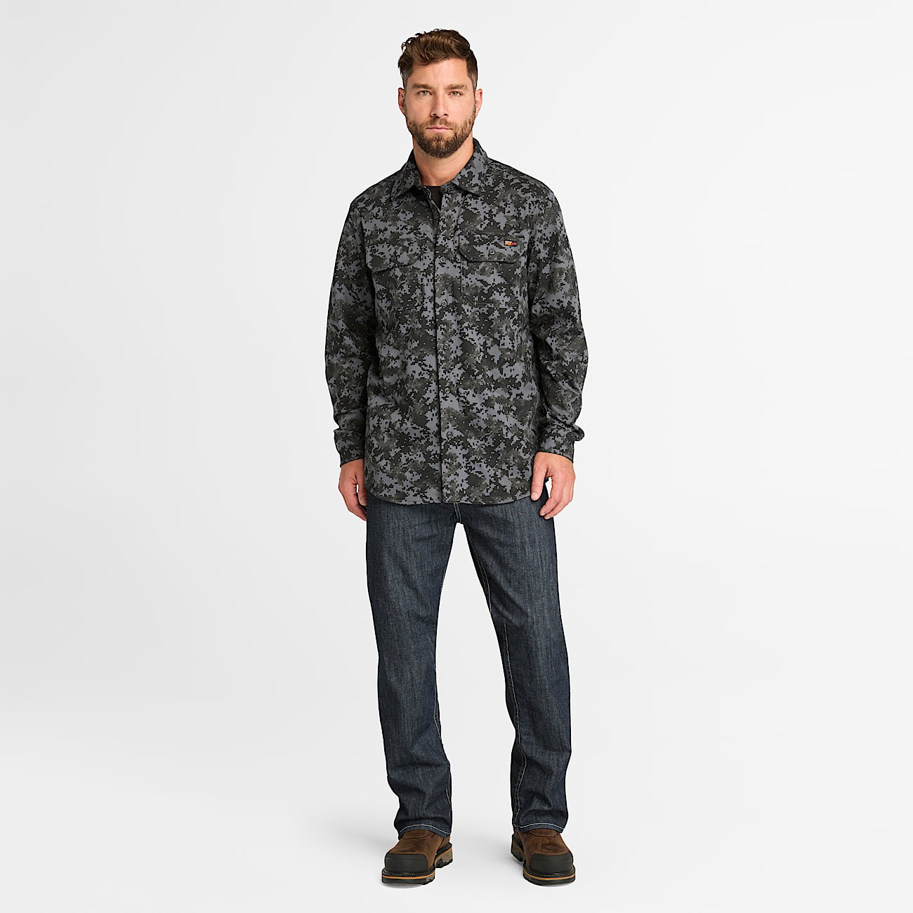 Mens Timberland PRO Cotton Core FlameResistant Shirt TBL Black Digital Print ALT1