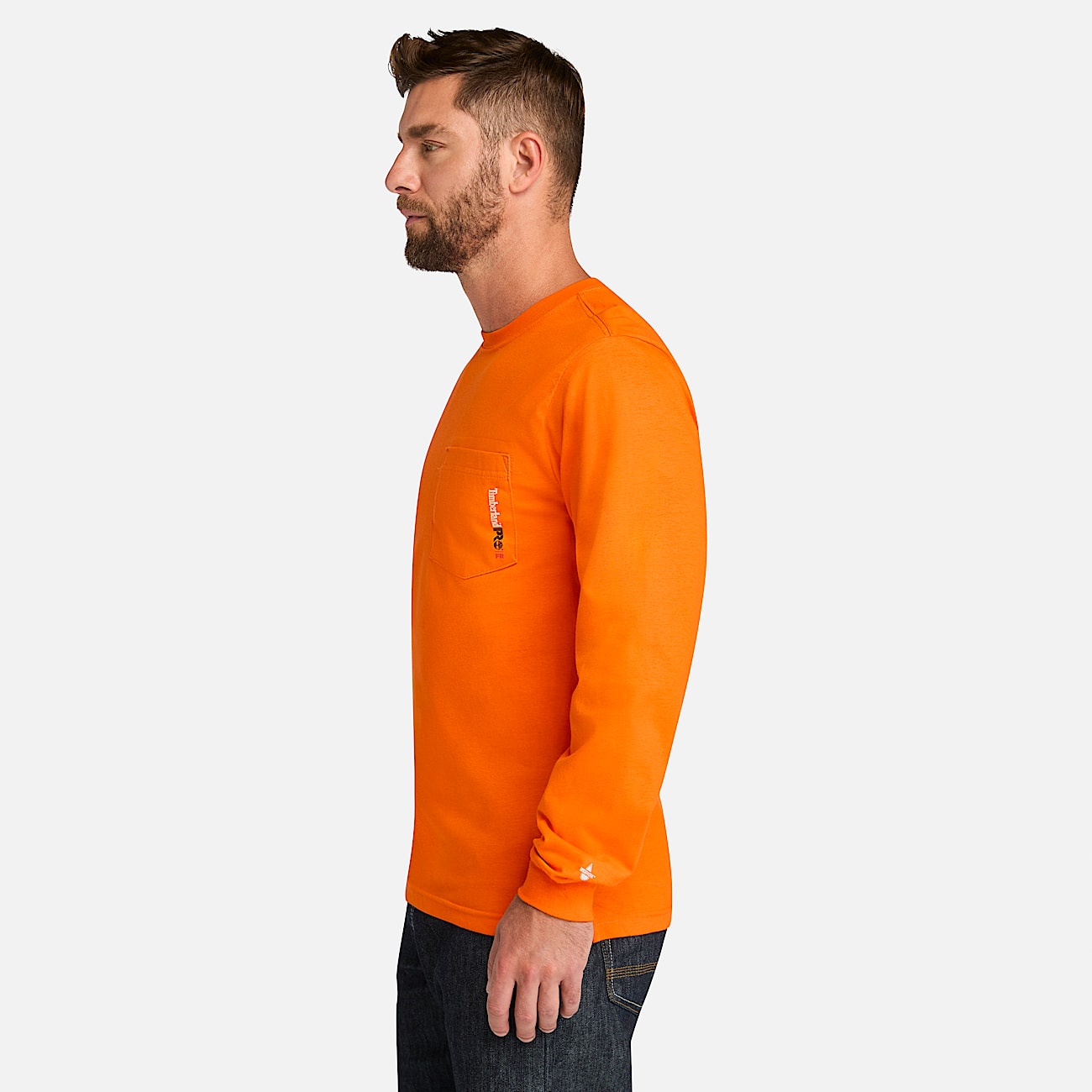 Mens Timberland PRO Cotton Core FlameResistant LongSleeve TShirt TBL Blaze Orange ALT8