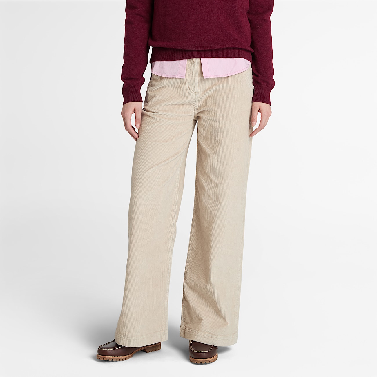 Pantaln ancho de pana lavada para mujer TBL Beige HERO