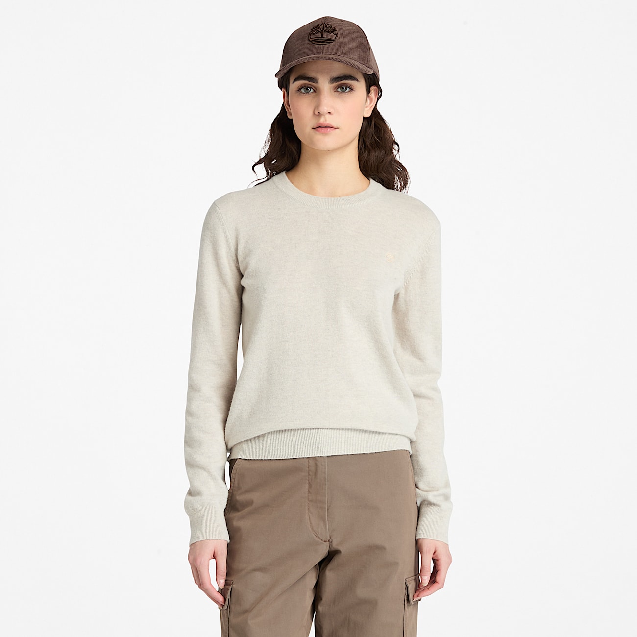 Womens Merino Crewneck Sweater TBL Light Beige HERO