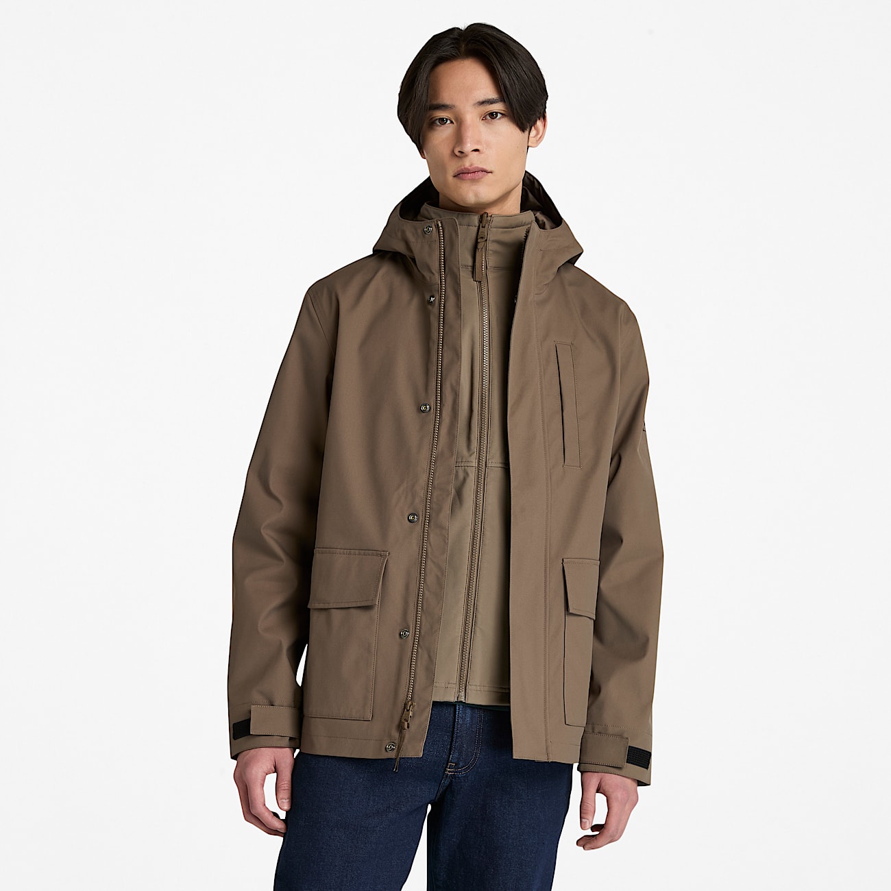 Mens WaterResistant 3in1 Hooded Jacket TBL Chocolate Chip HERO