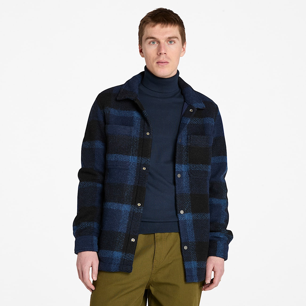 Mens Wool Blend Shacket TBL Dark Navy HERO