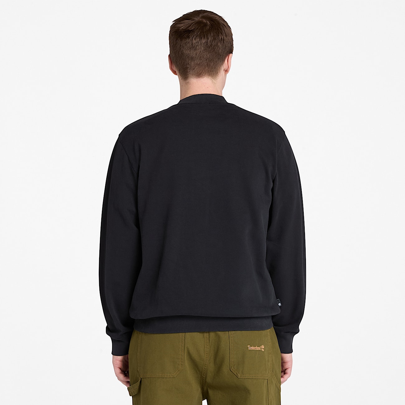 Mens Leather Badge Crewneck Sweatshirt TBL Black ALT9