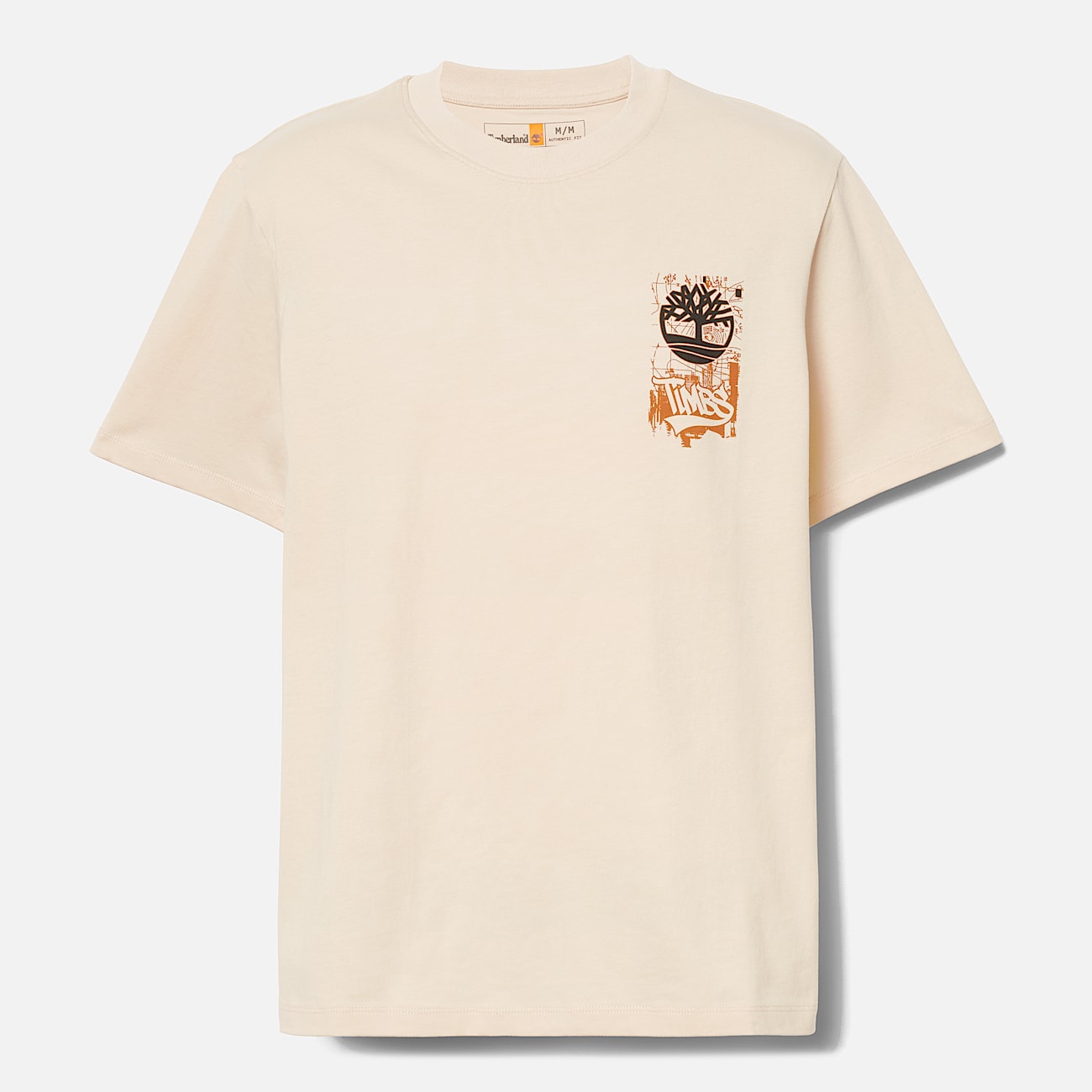 Mens Timberland Brand Carrier Slogan Back Graphic TShirt TBL Light Beige ALT10