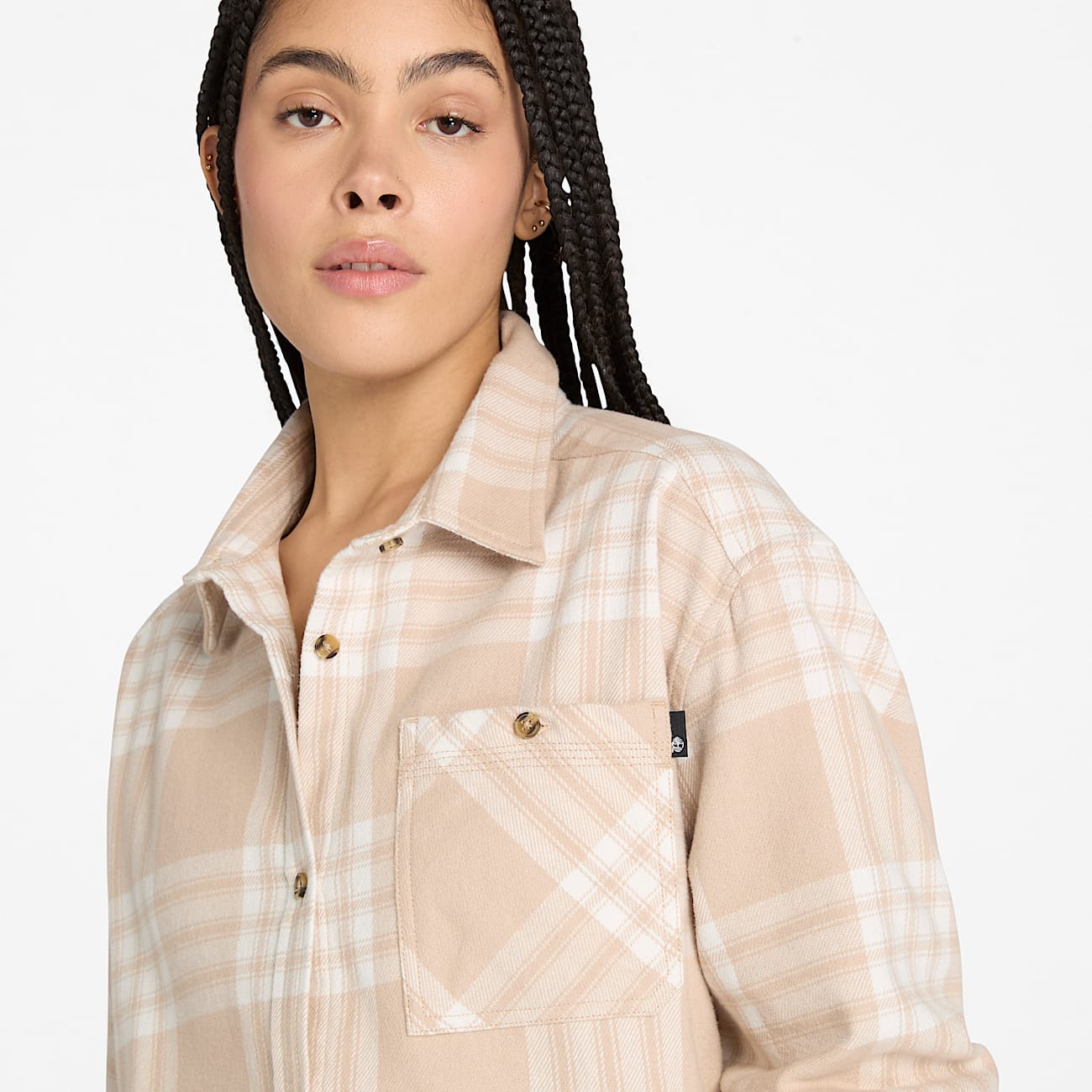 Womens Midweight Flannel Pocket Shirt TBL Beige ALT2