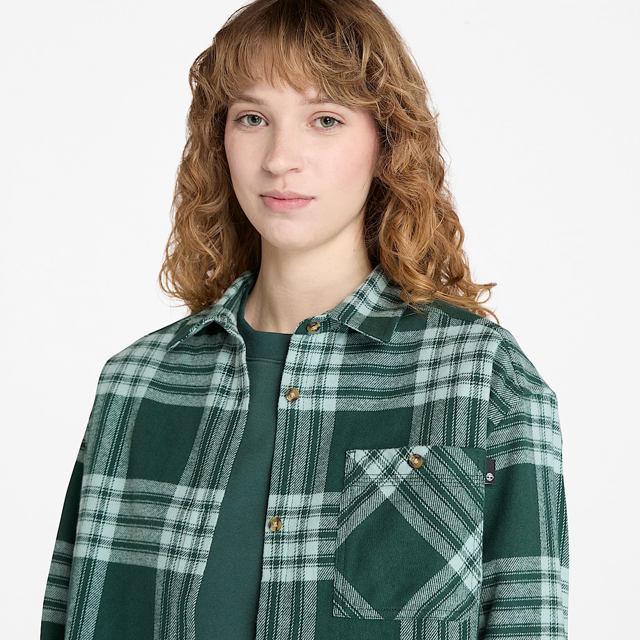 Womens Midweight Flannel Pocket Shirt TBL Dark Forest Green ALT2