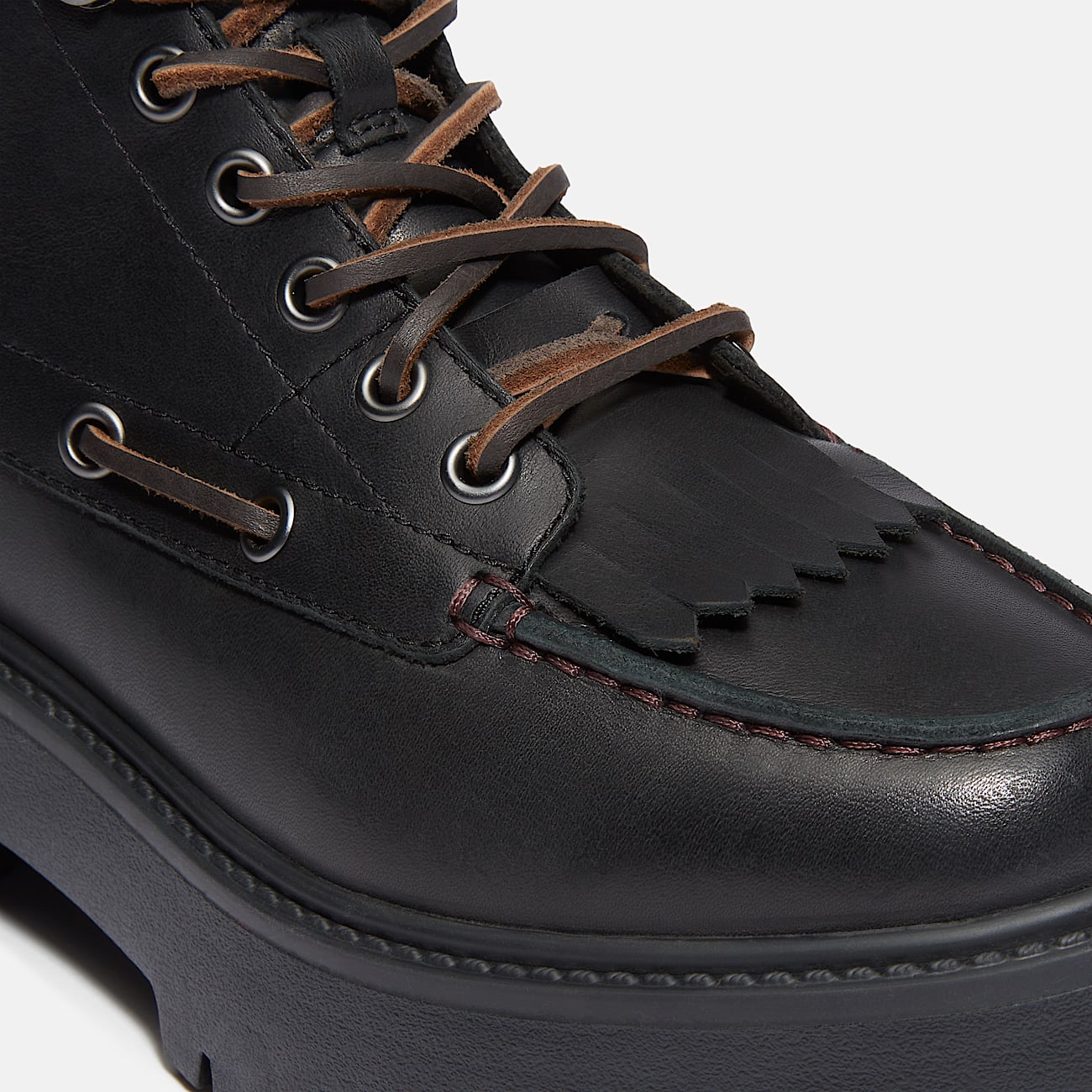 Womens Stone Street Platform Kiltie Boot TBL Black FullGrain ALT7