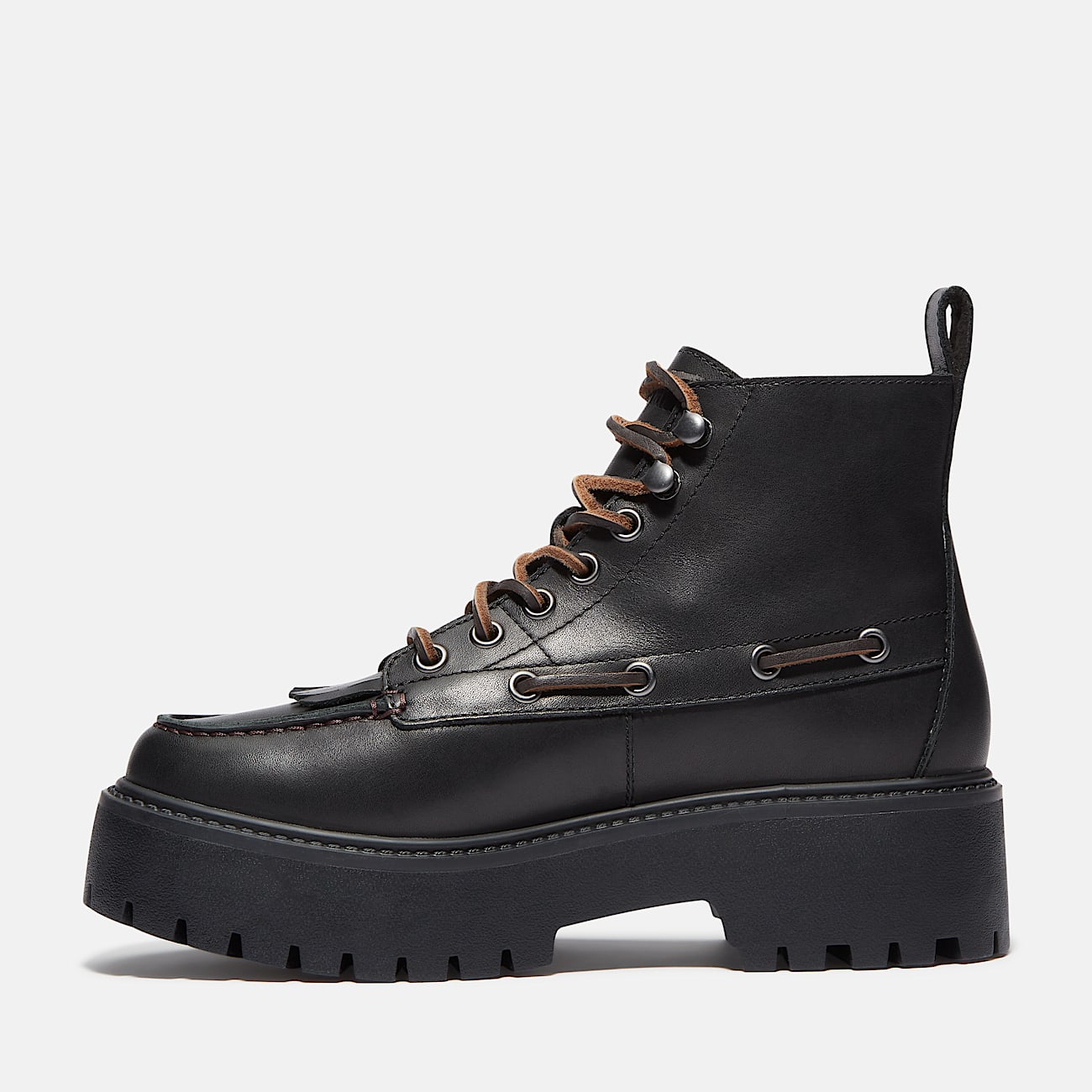 Womens Stone Street Platform Kiltie Boot TBL Black FullGrain ALT6
