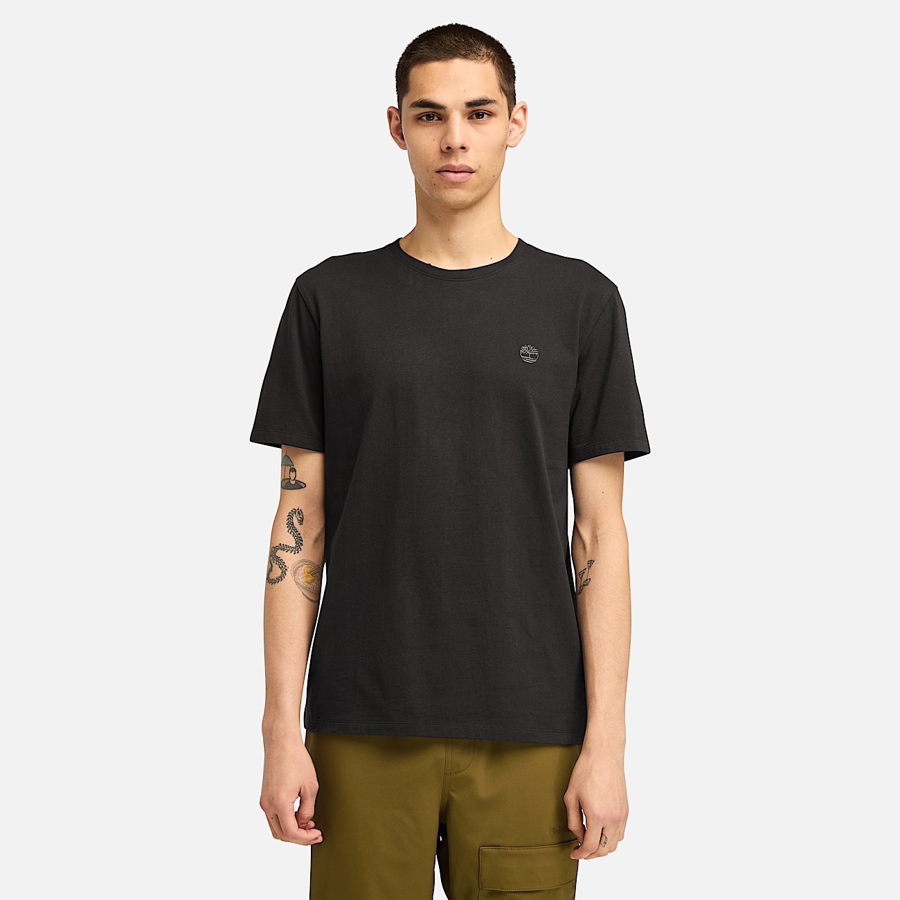 Mens Oyster River US Chest Logo Short Sleeve TShirt TBL BlackGrey HERO