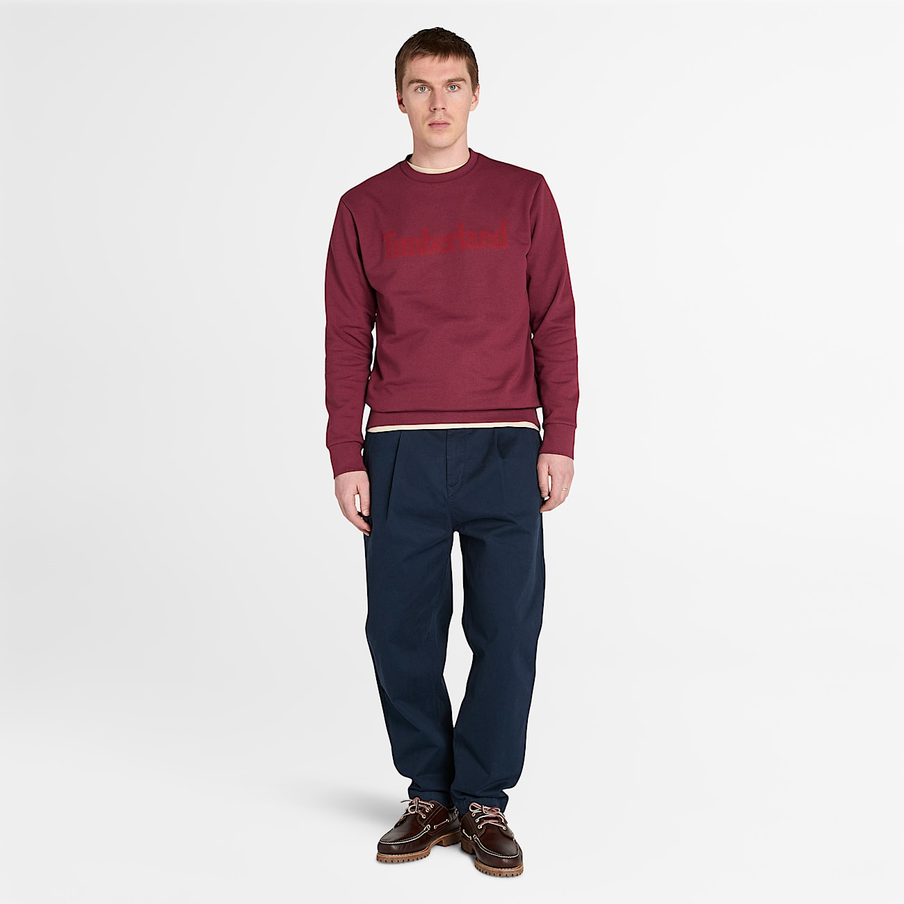 Mens Northwood Brushed Back Crewneck Sweatshirt TBL Burgundy ALT1