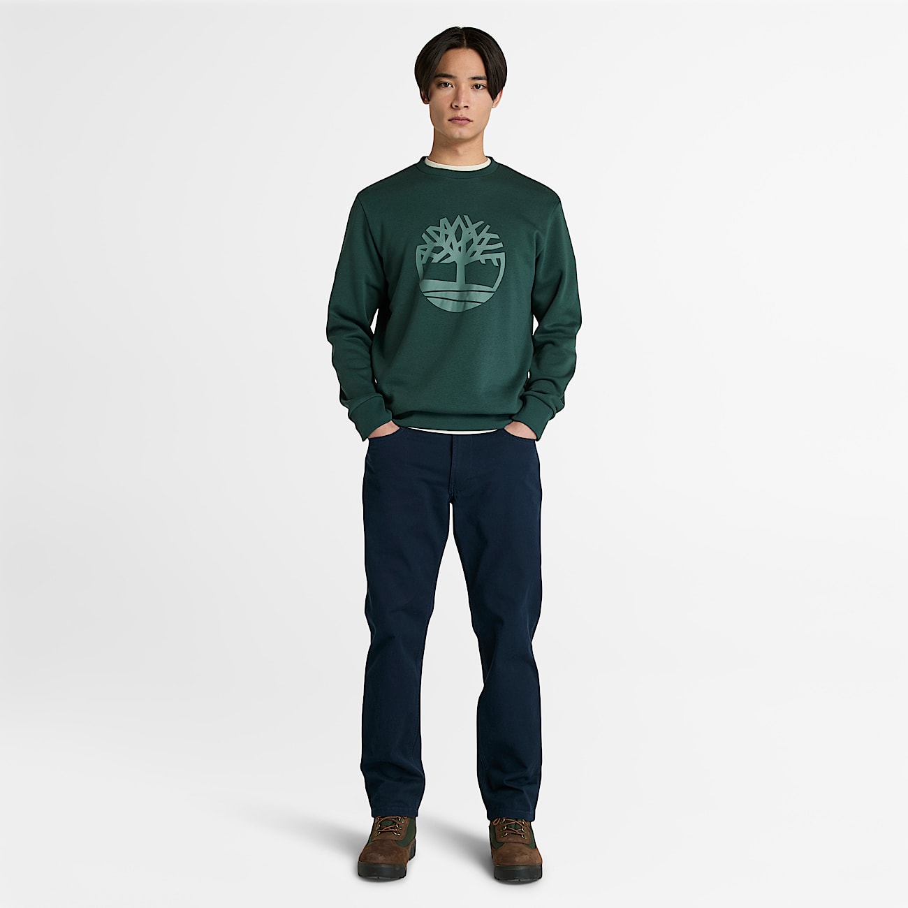 Mens Northwood Brushed Back Crewneck Sweatshirt TBL Green ALT1