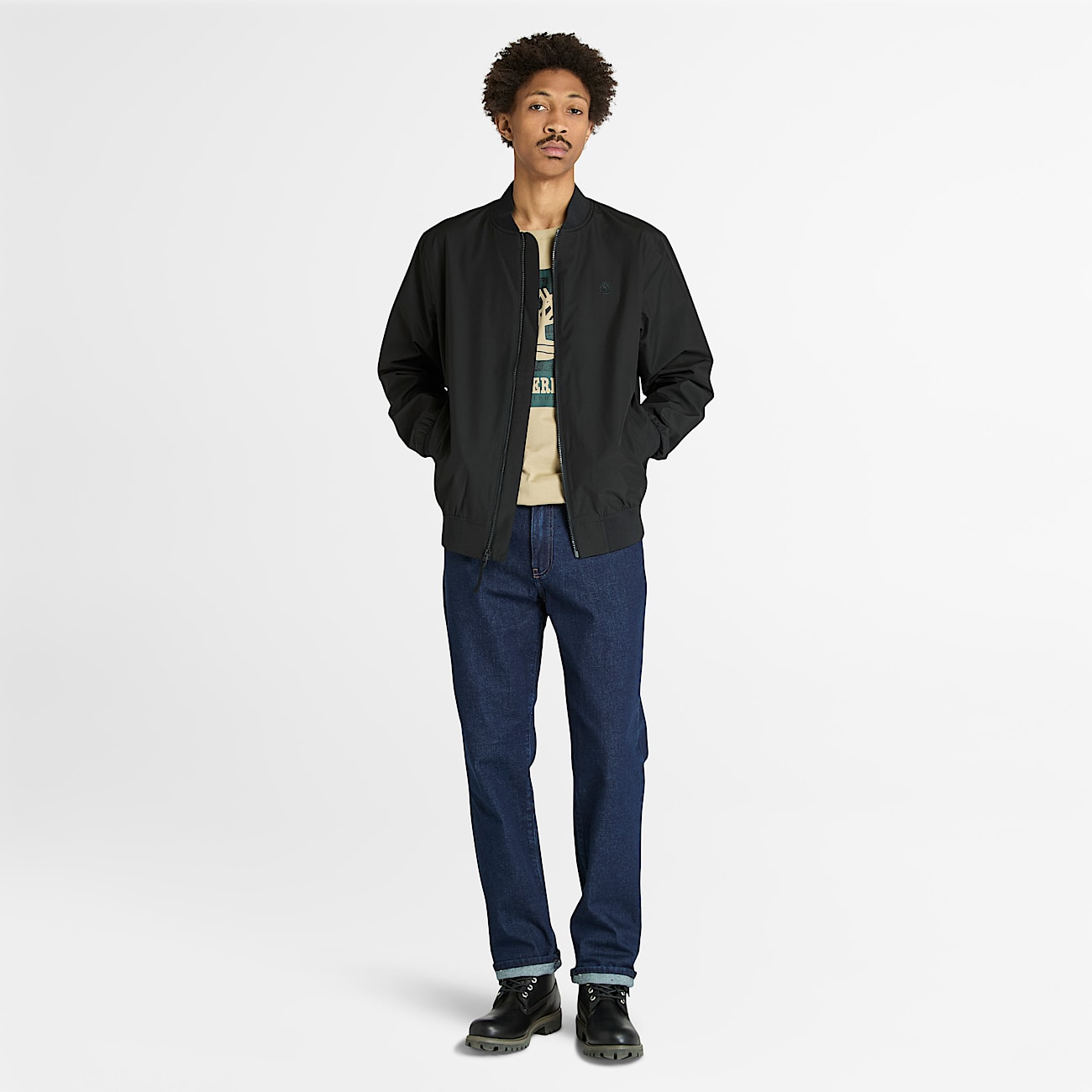 Mens WaterResistant MidSeason Bomber Jacket TBL Black ALT1