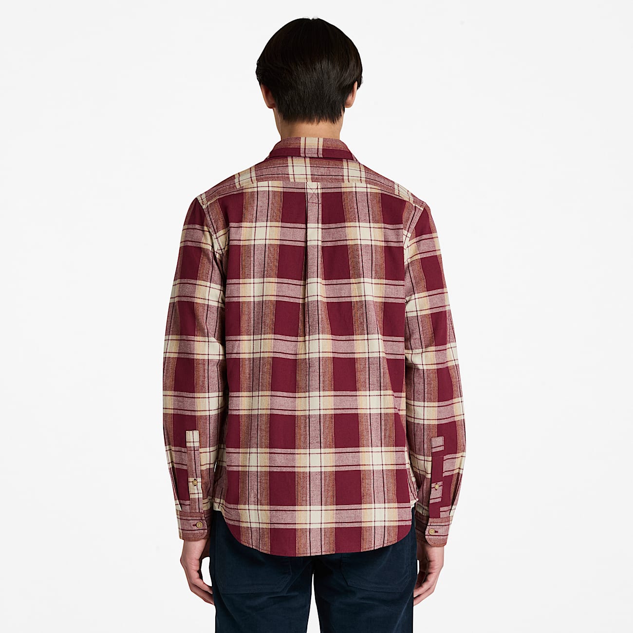 Mens Herringbone Flannel Check Shirt TBL Burgundy ALT9