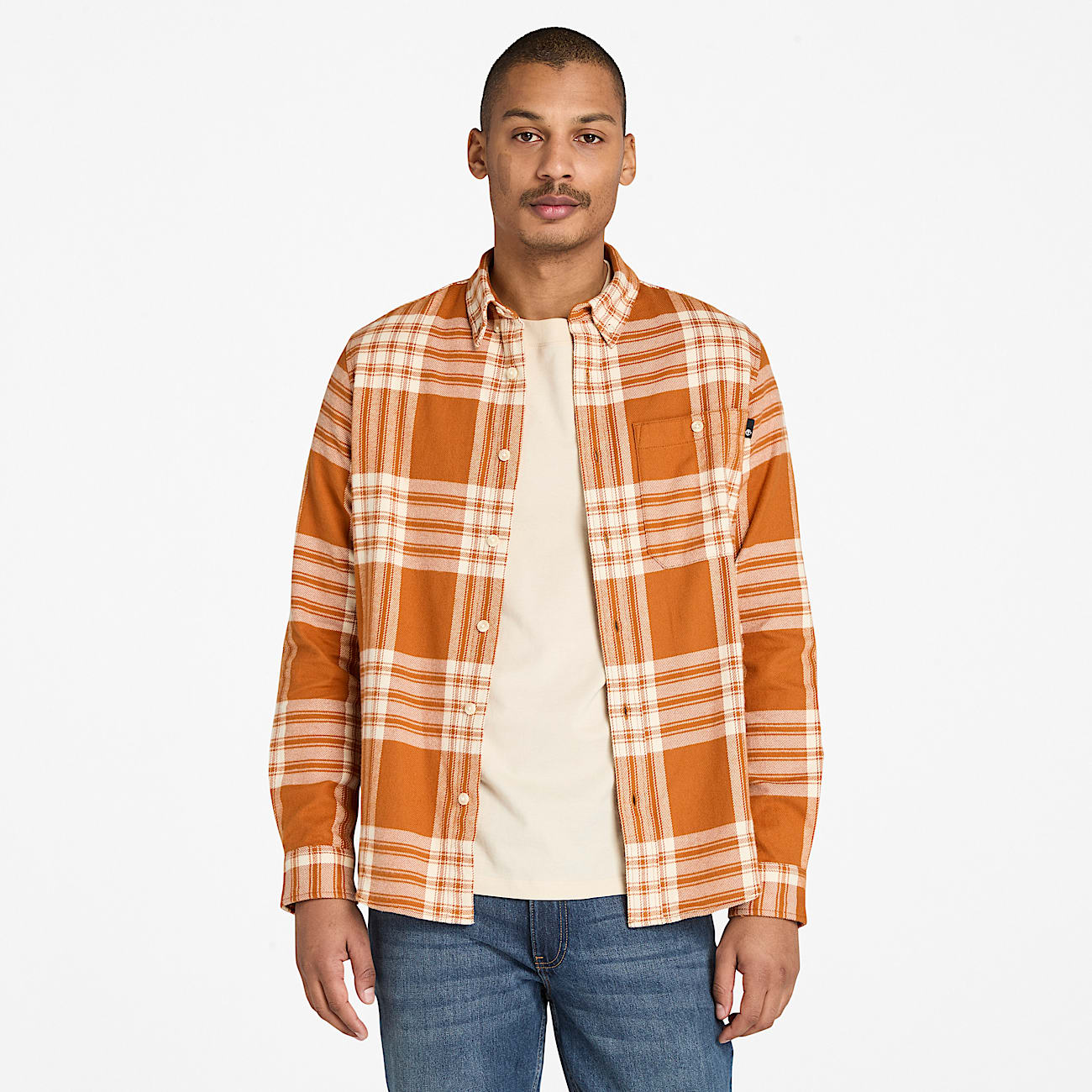 Chemise à carreaux en flanelle mi-épaisse pour hommes - 1