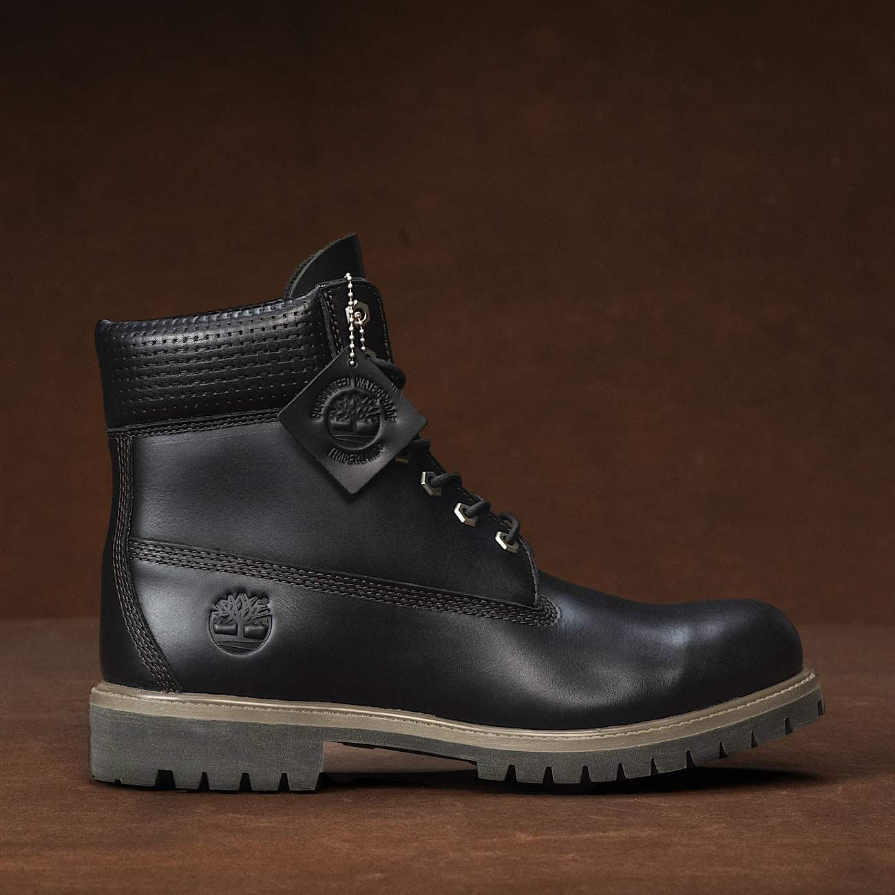 Mens Timberland Premium 6Inch Waterproof Boot TBL Black FullGrainDark Brown HERO