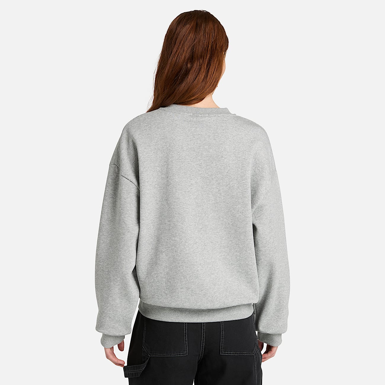 Suter de cuello redondo con logotipo de temporada Timberland para mujer TBL Gris medio jaspeado ALT8