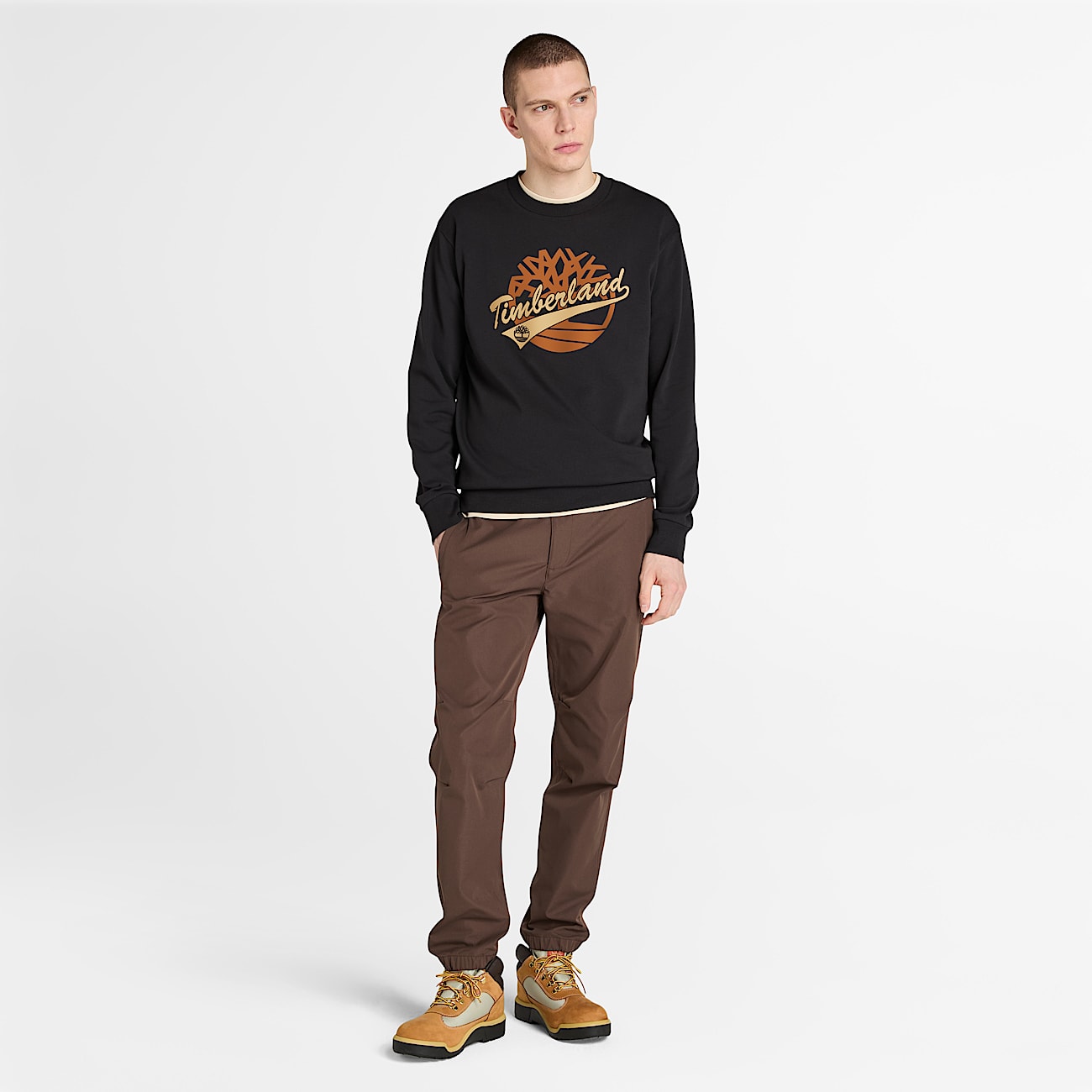 Sweatshirt con cuello redondo y estampado para hombre TBL Negro ALT1