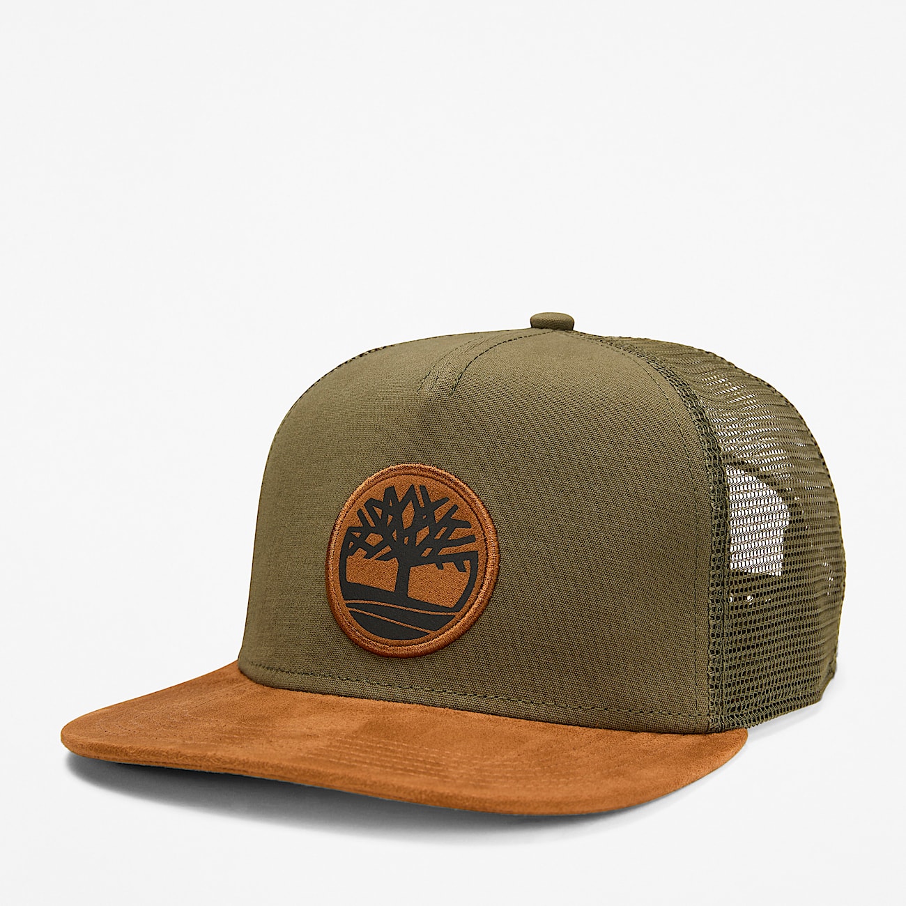 Faux Suede Flatbrim Trucker Hat TBL Leaf Green HERO