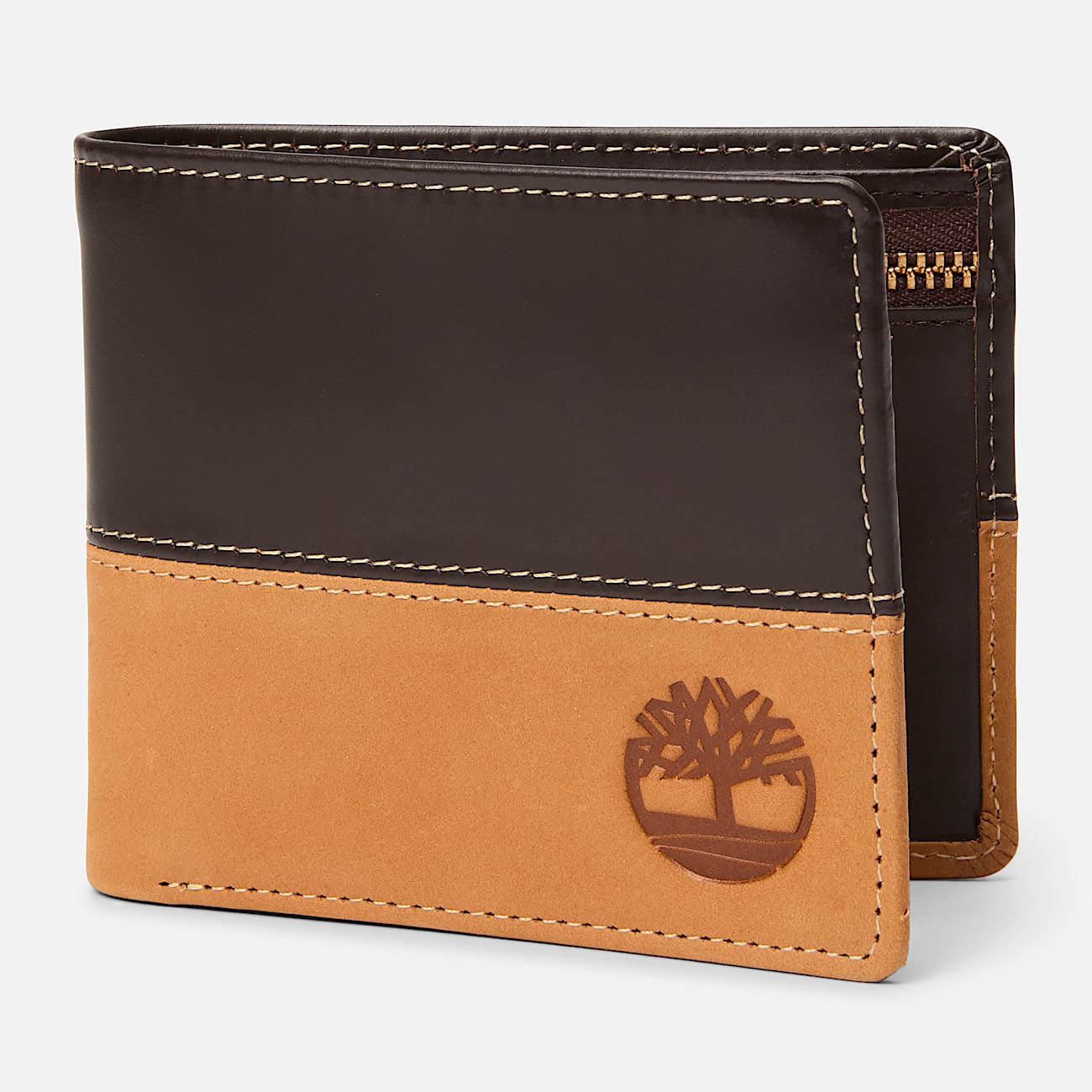 Mens Wheatlock Mixed Leather Passcase with Coin Pocket TBL Wheat HERO