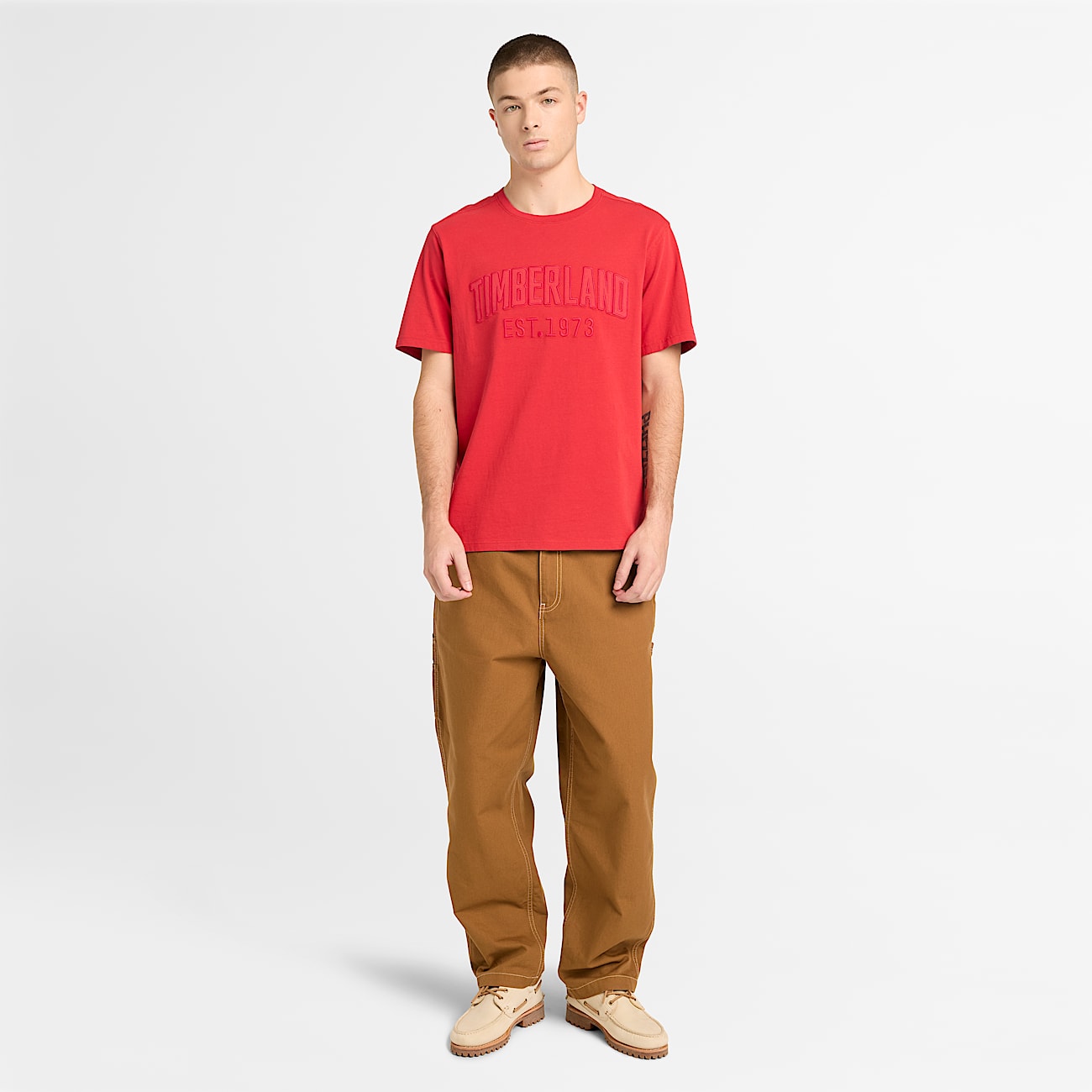 Mens Washed Embroidered Logo TShirt TBL Berry Red ALT2