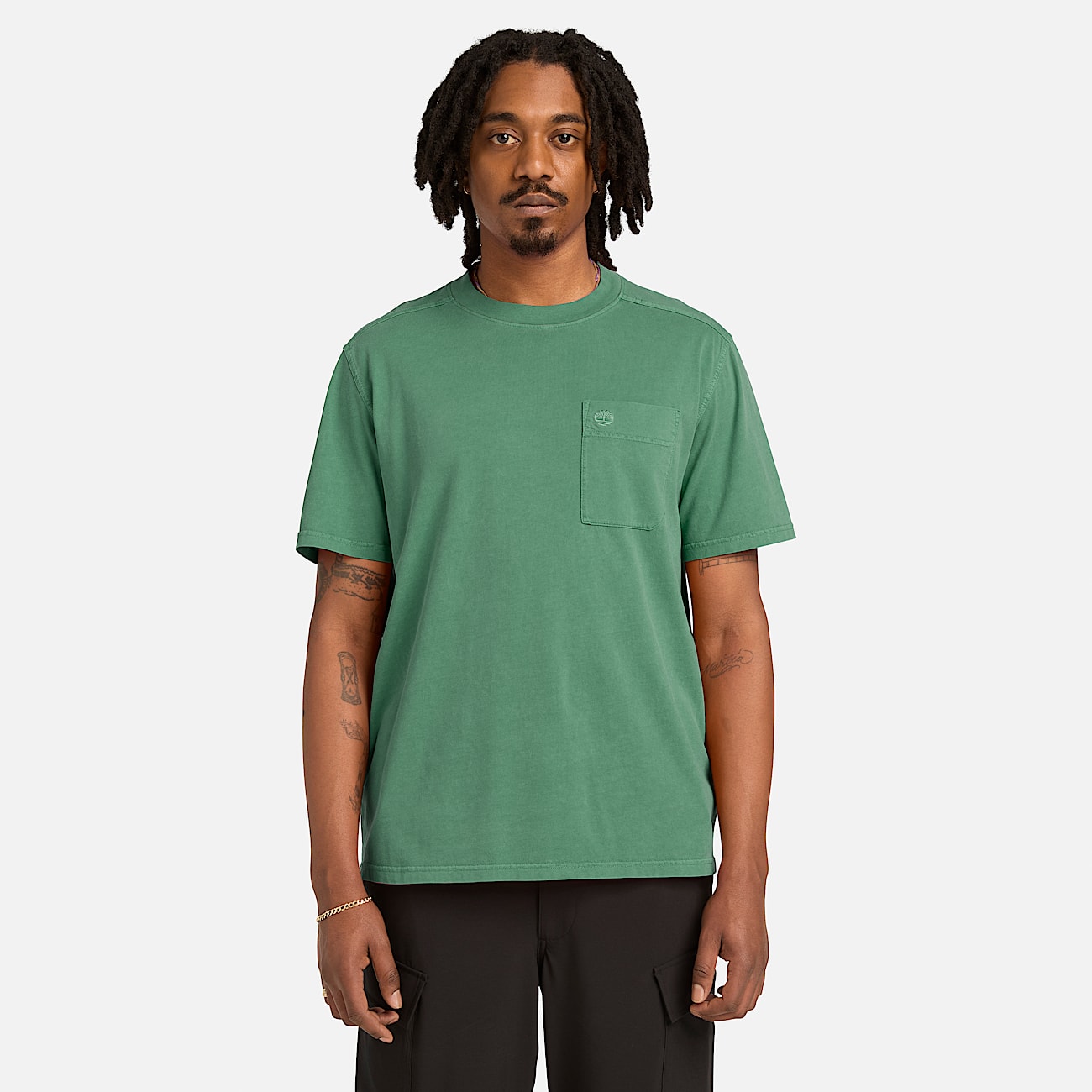 Mens Merrymack River Garment Dyed Chest Pocket TShirt TBL Forest Green ALT1