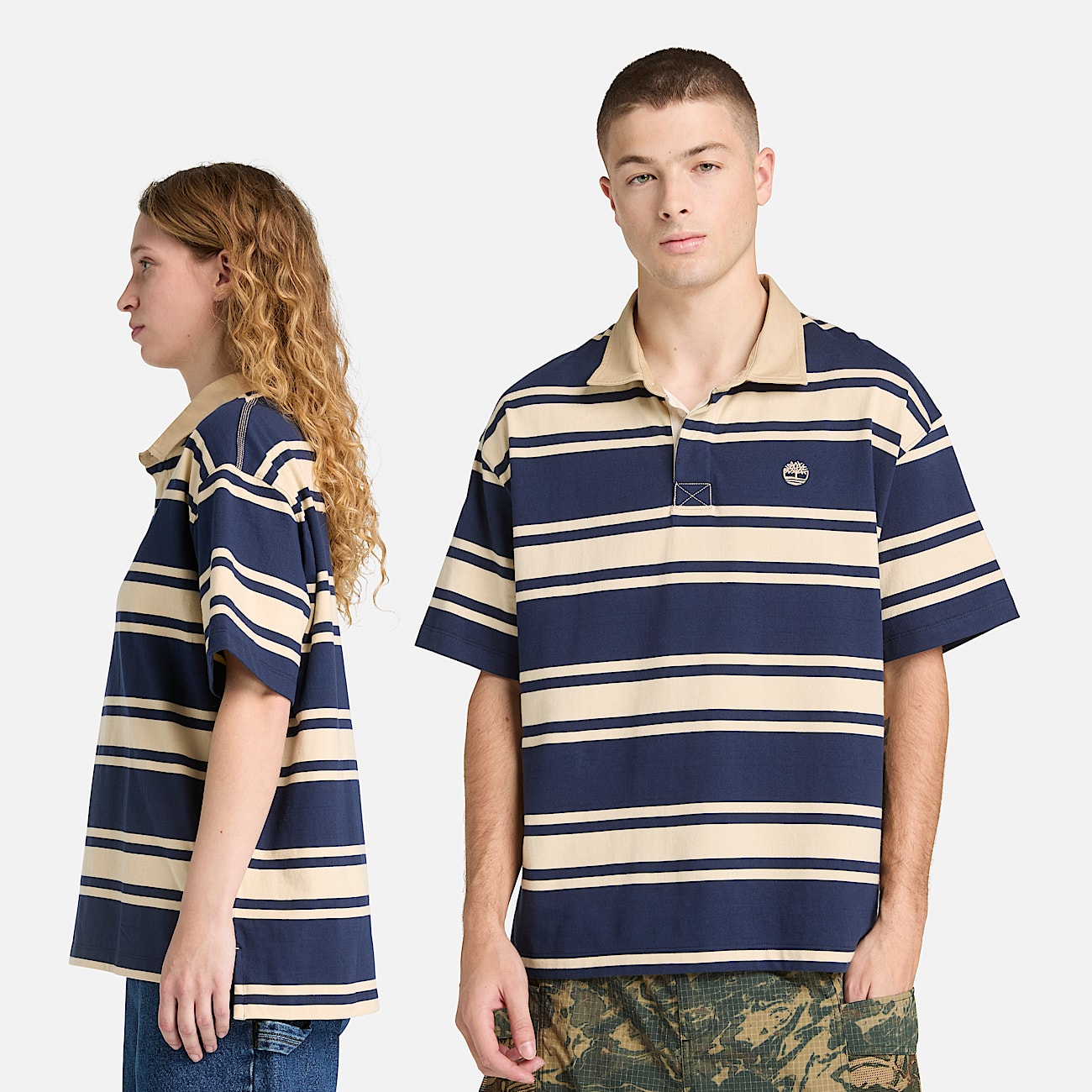 Polo de manga corta a rayas TBL Azul marino oscuro ALT2