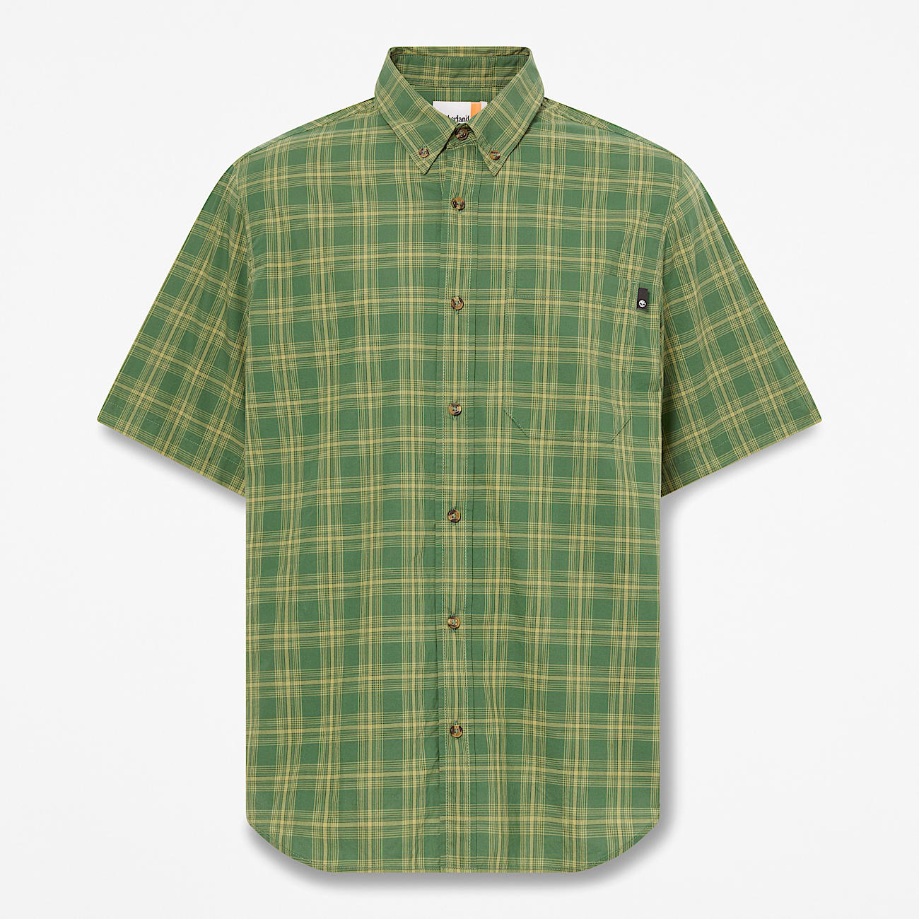 Mens Checkered Poplin ShortSleeve Shirt TBL Forest Green HERO