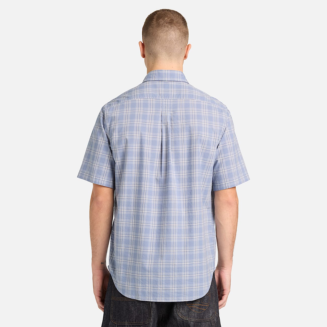 Mens Checkered Poplin ShortSleeve Shirt TBL Stone Wash ALT8