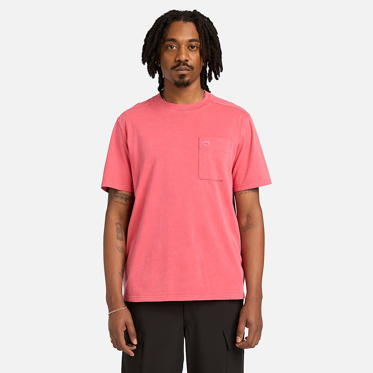 Mens Merrymack River Garment Dyed Chest Pocket TShirt TBL Berry Red ALT1