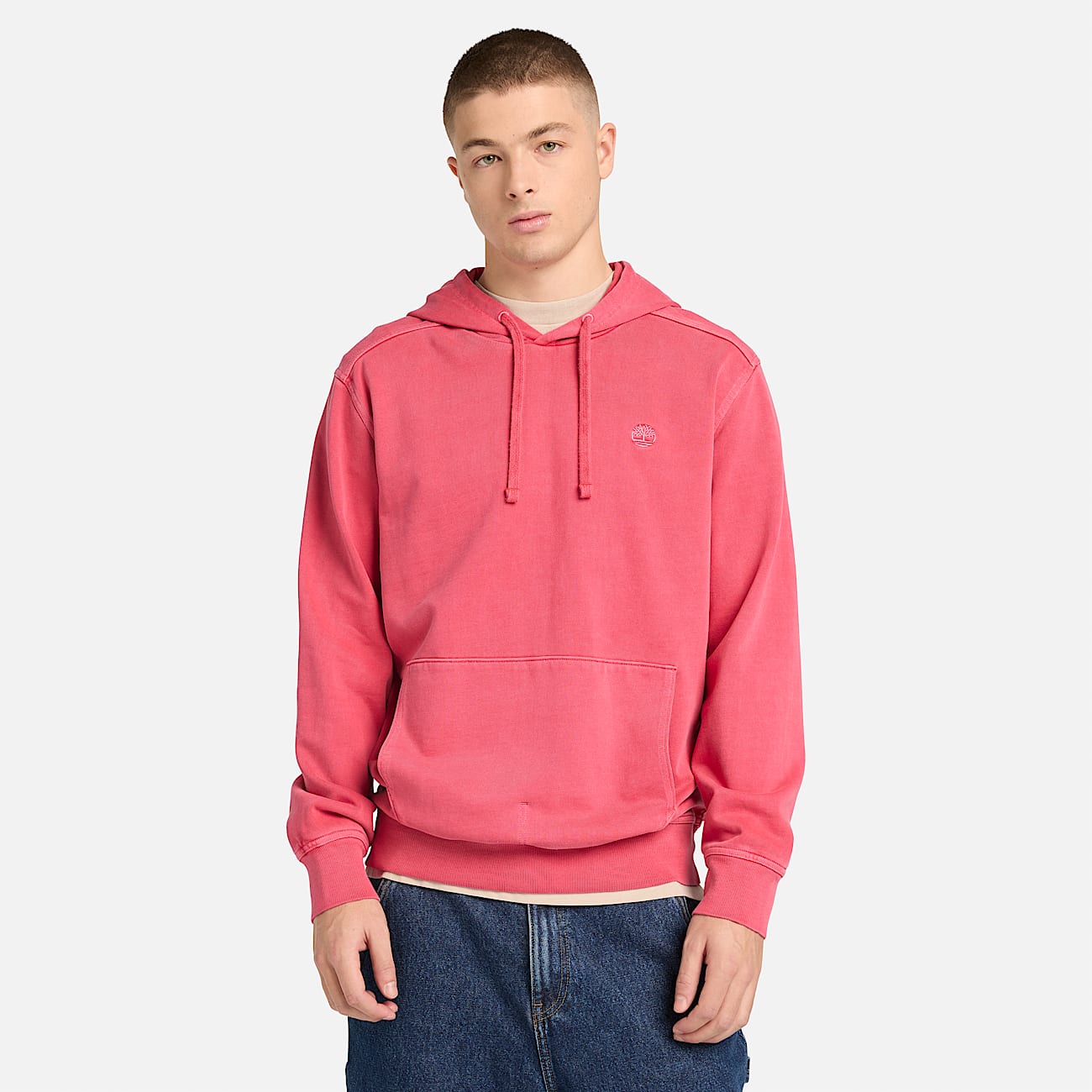 Mens Merrymack River Garment Dyed Hoodie TBL Berry Red ALT1