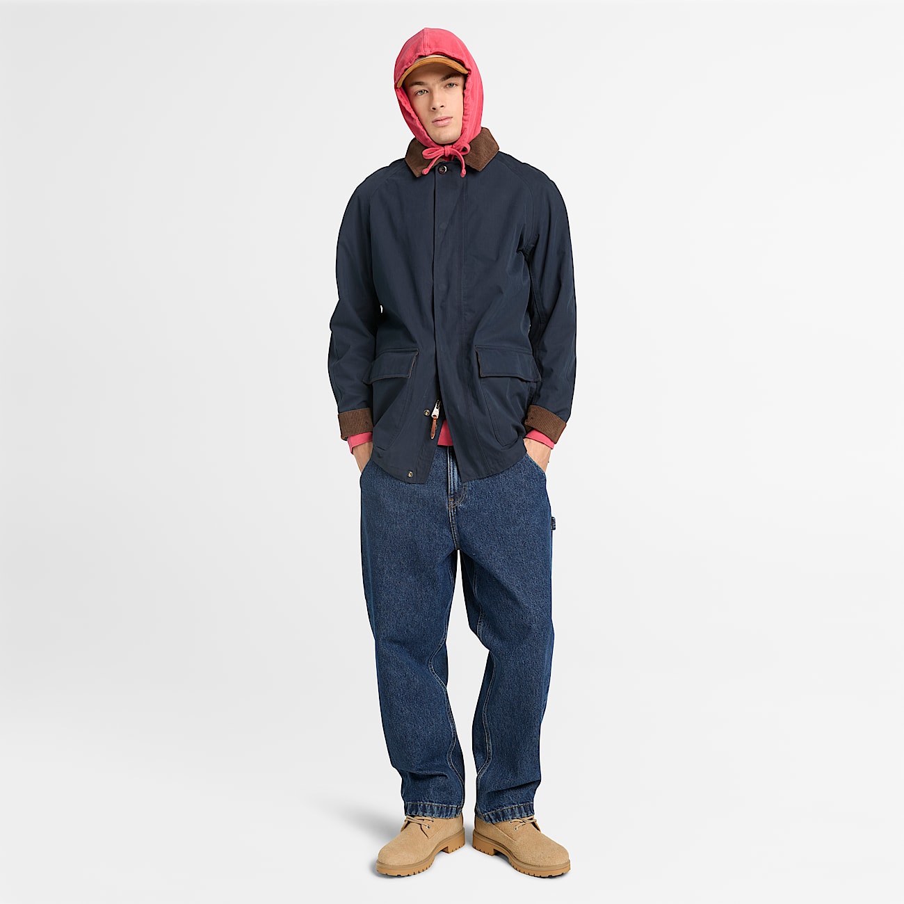 Mens Merrymack River Garment Dyed Hoodie TBL Berry Red ALT2