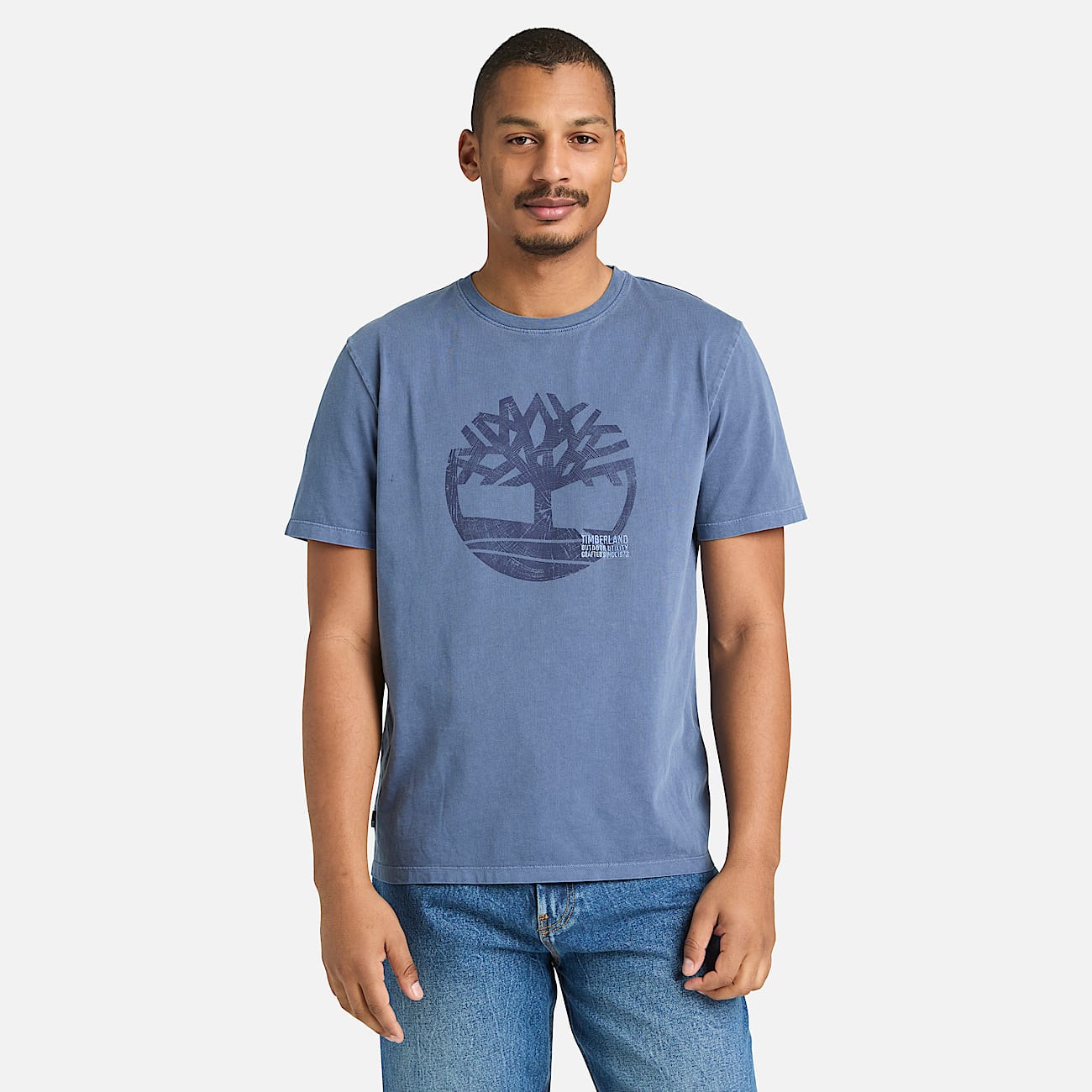 Mens Garment Dyed Logo Graphic TShirt TBL Dark Blue ALT1