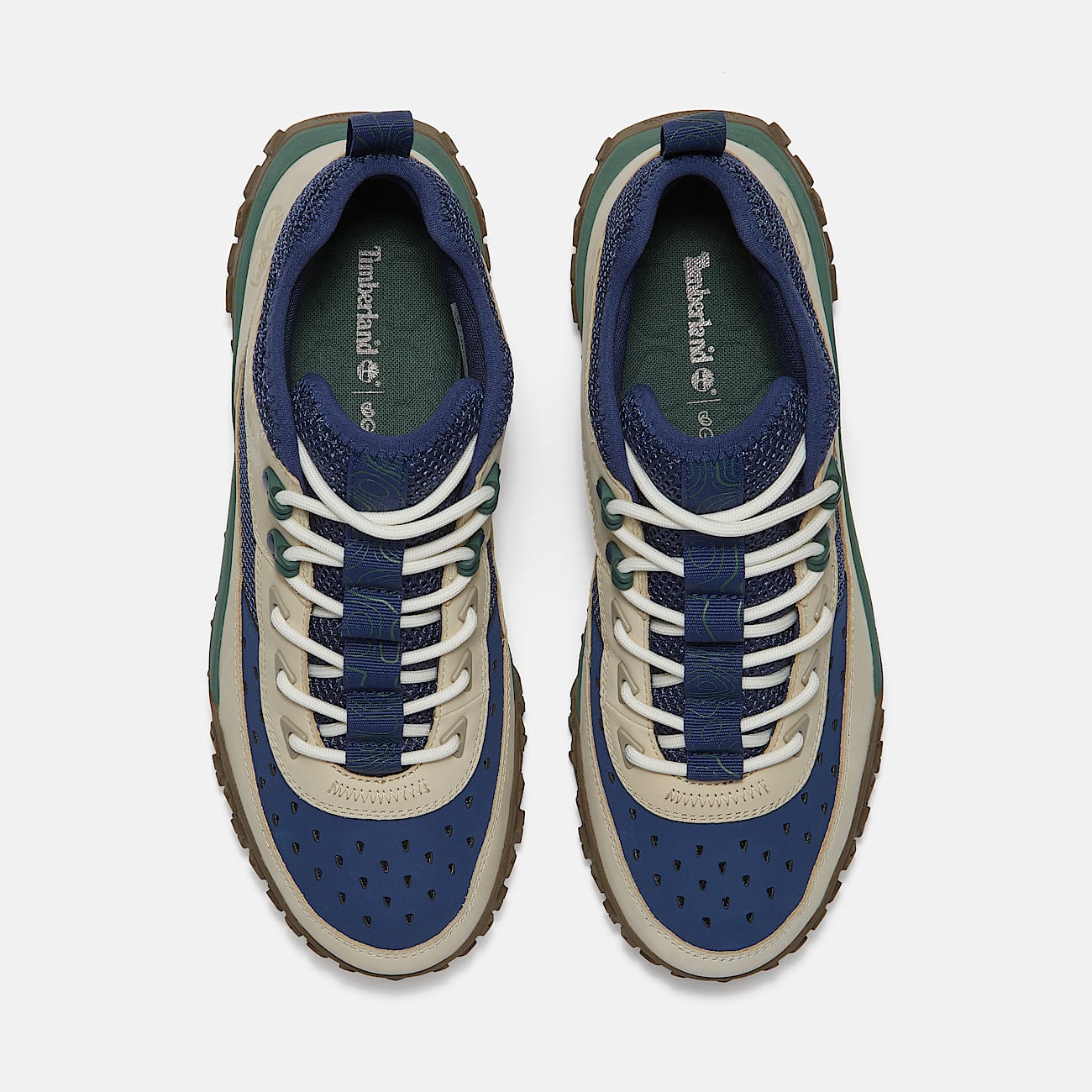 Mens GreenStride Motion 6 Mid Perforated Sneaker TBL Navy NubuckLight Beige ALT2