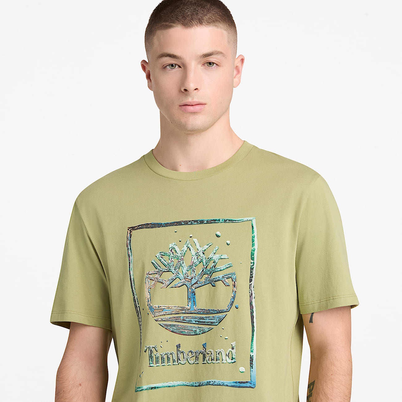 Playera de manga corta con estampado grfico y logotipo para Hombre TBL Salvia ALT3