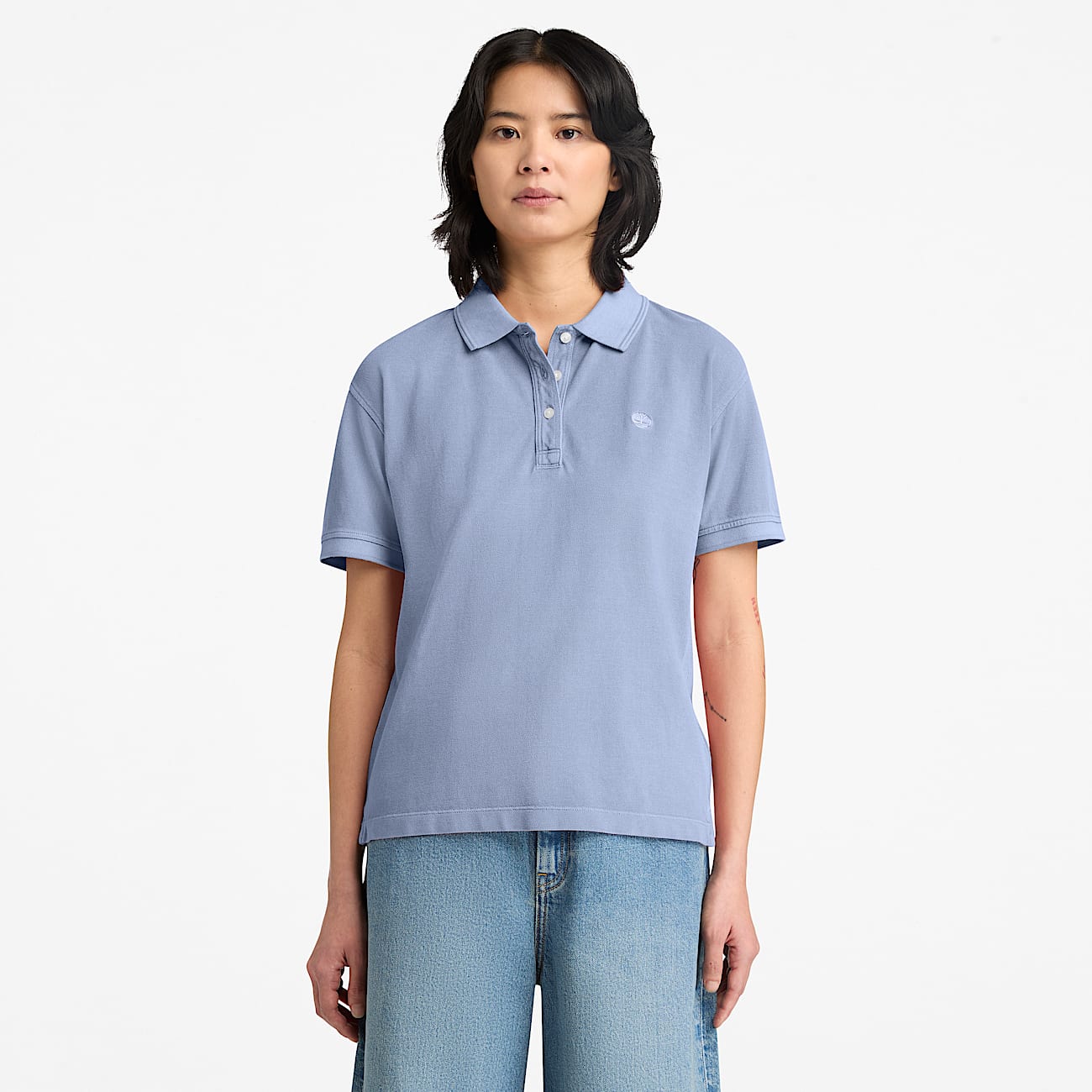 Womens Garment Dyed ShortSleeve Pique Polo TBL Stone Wash ALT1