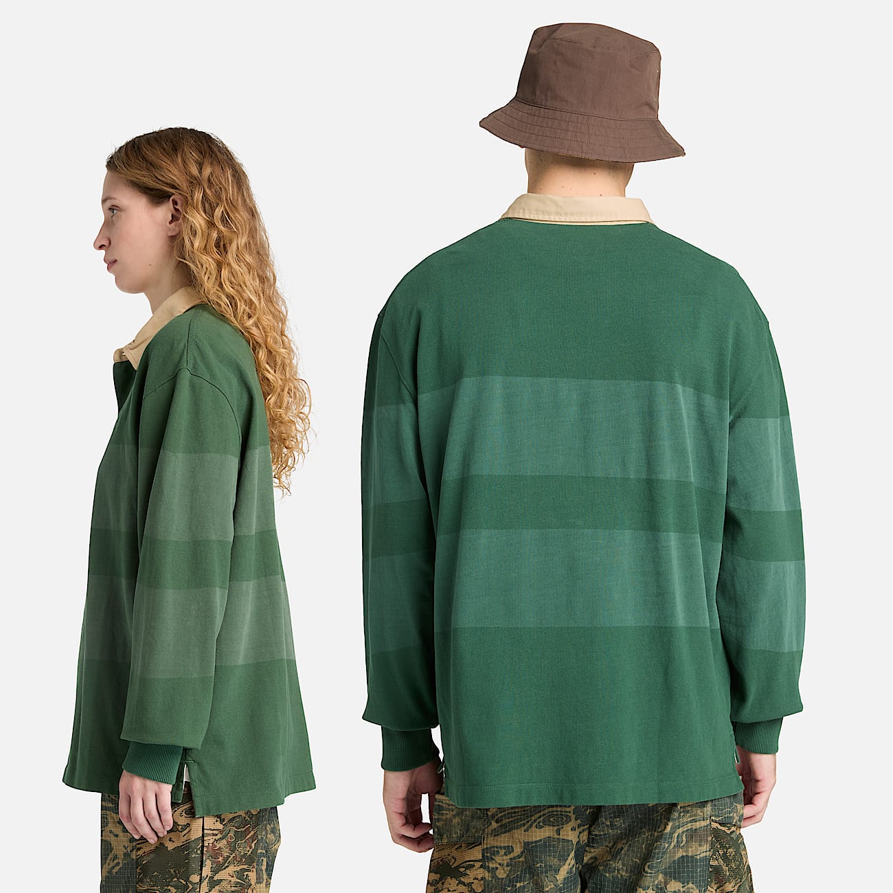Striped LongSleeve Rugby Polo Shirt TBL Pine Green ALT2